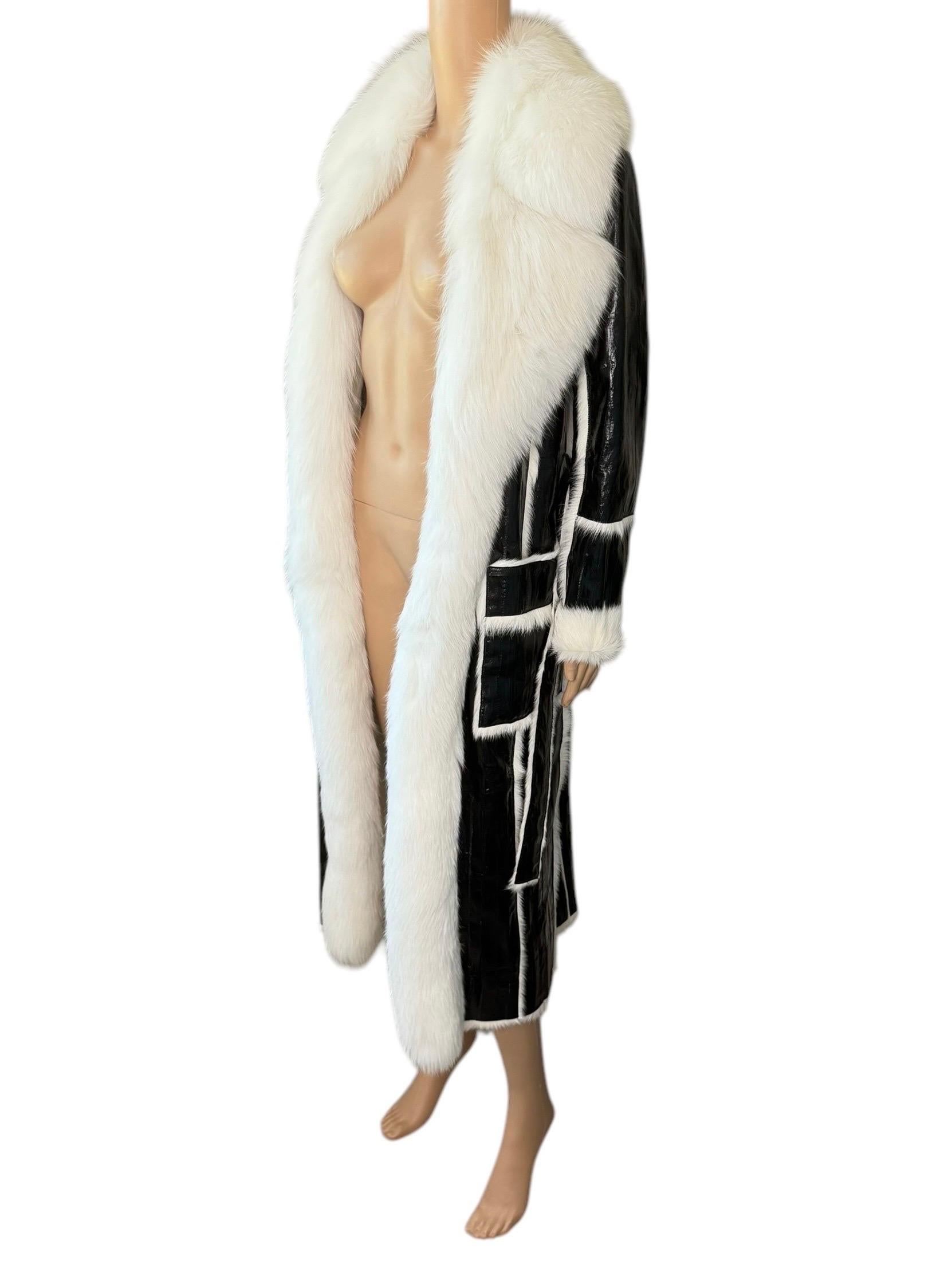 Roberto Cavalli Pre-Fall 2015 Runway Leather & Fox Fur Belted Jacket Coat For Sale 7