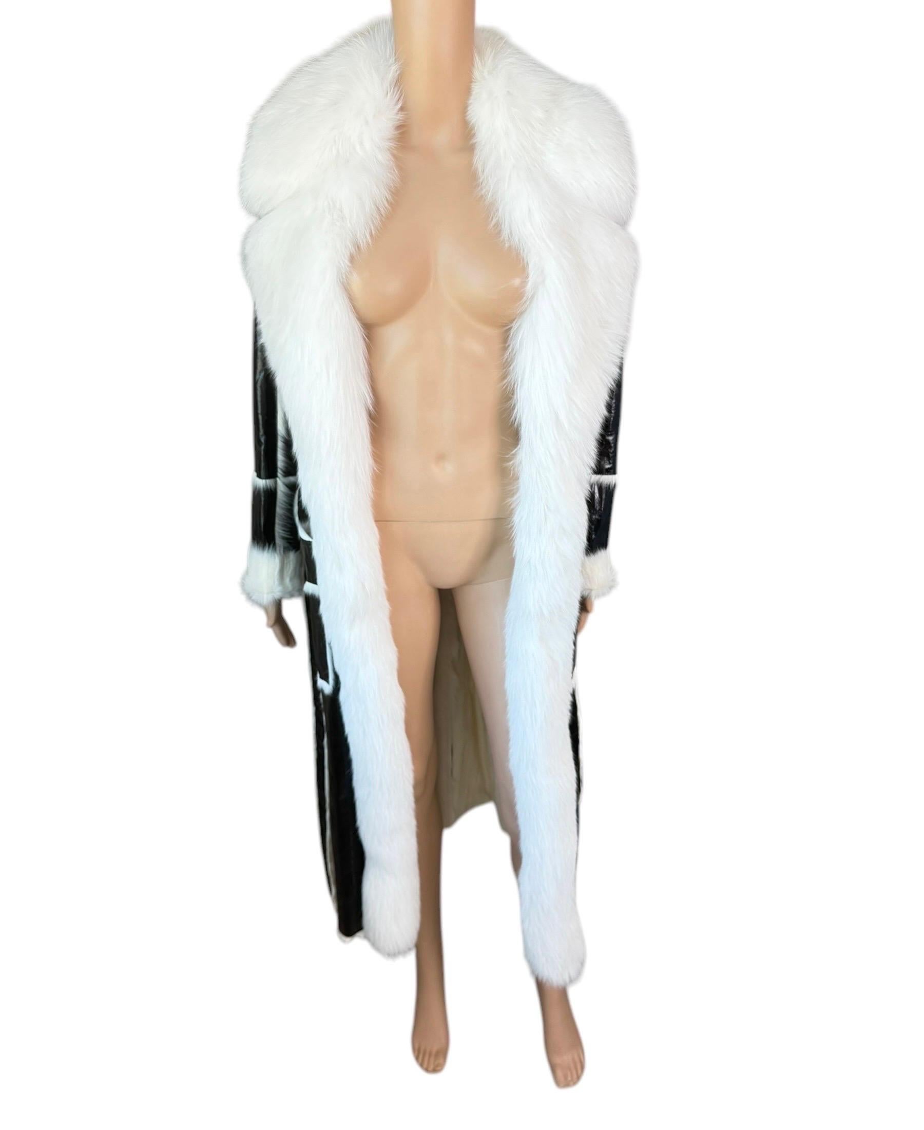 Roberto Cavalli Pre-Fall 2015 Runway Leather & Fox Fur Belted Jacket Coat For Sale 9