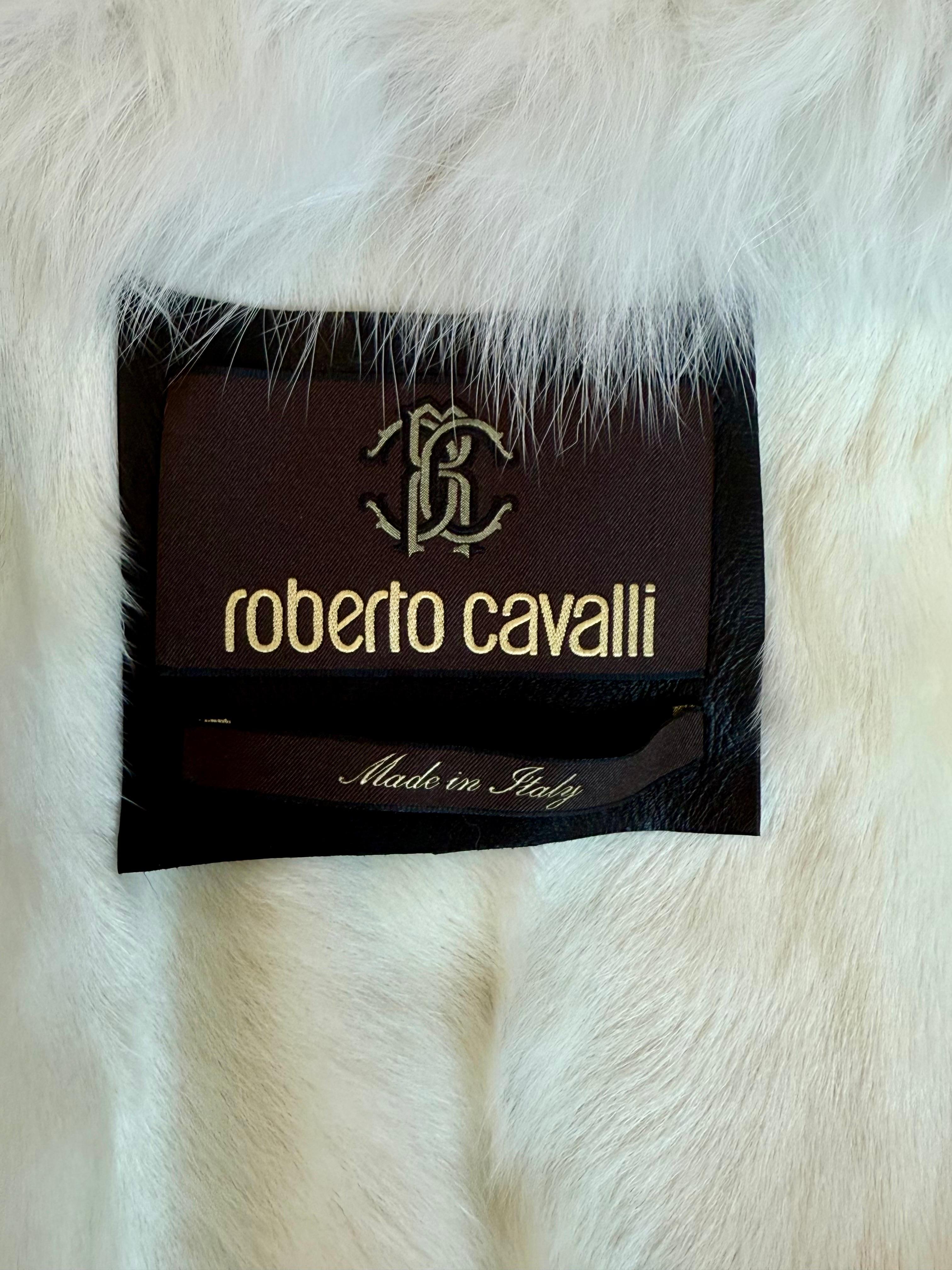 Roberto Cavalli Pre-Fall 2015 Runway Leather & Fox Fur Belted Jacket Coat For Sale 12