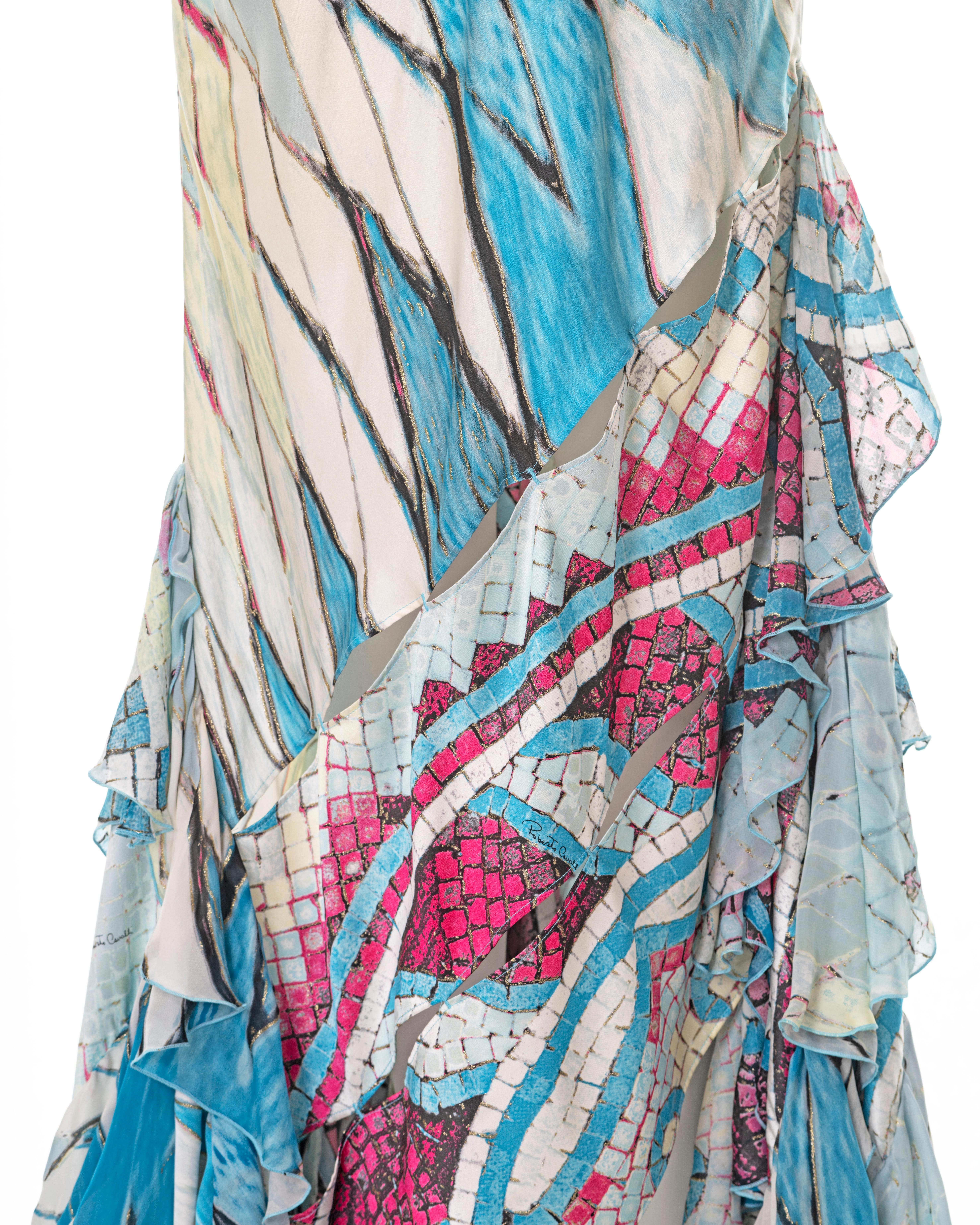 Women's Roberto Cavalli printed bias-cut silk trained evening dress, ss 2004