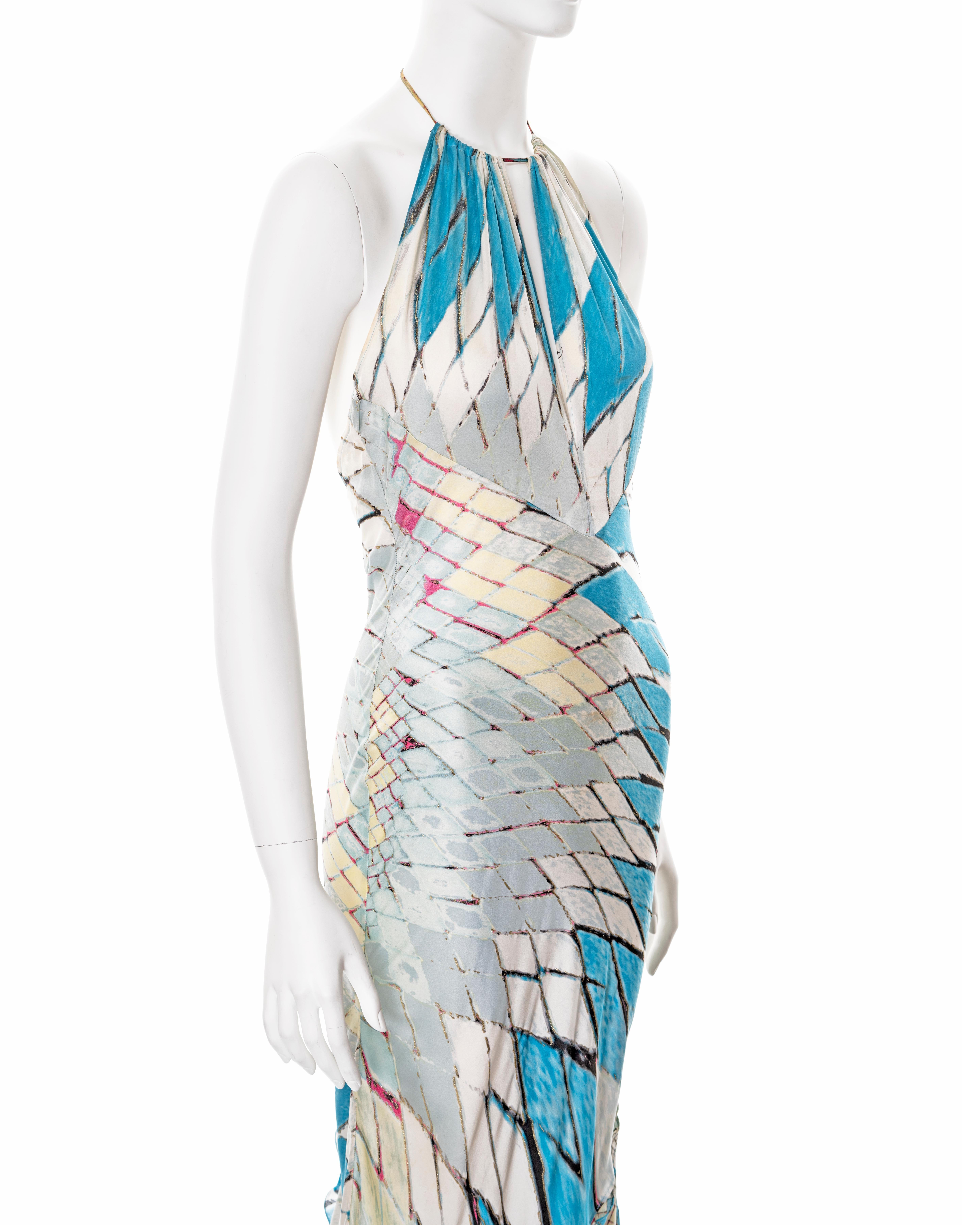 Roberto Cavalli printed bias-cut silk trained evening dress, ss 2004 For Sale 2