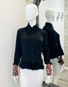 Roberto Cavalli Printed Cuff Silk Shirt