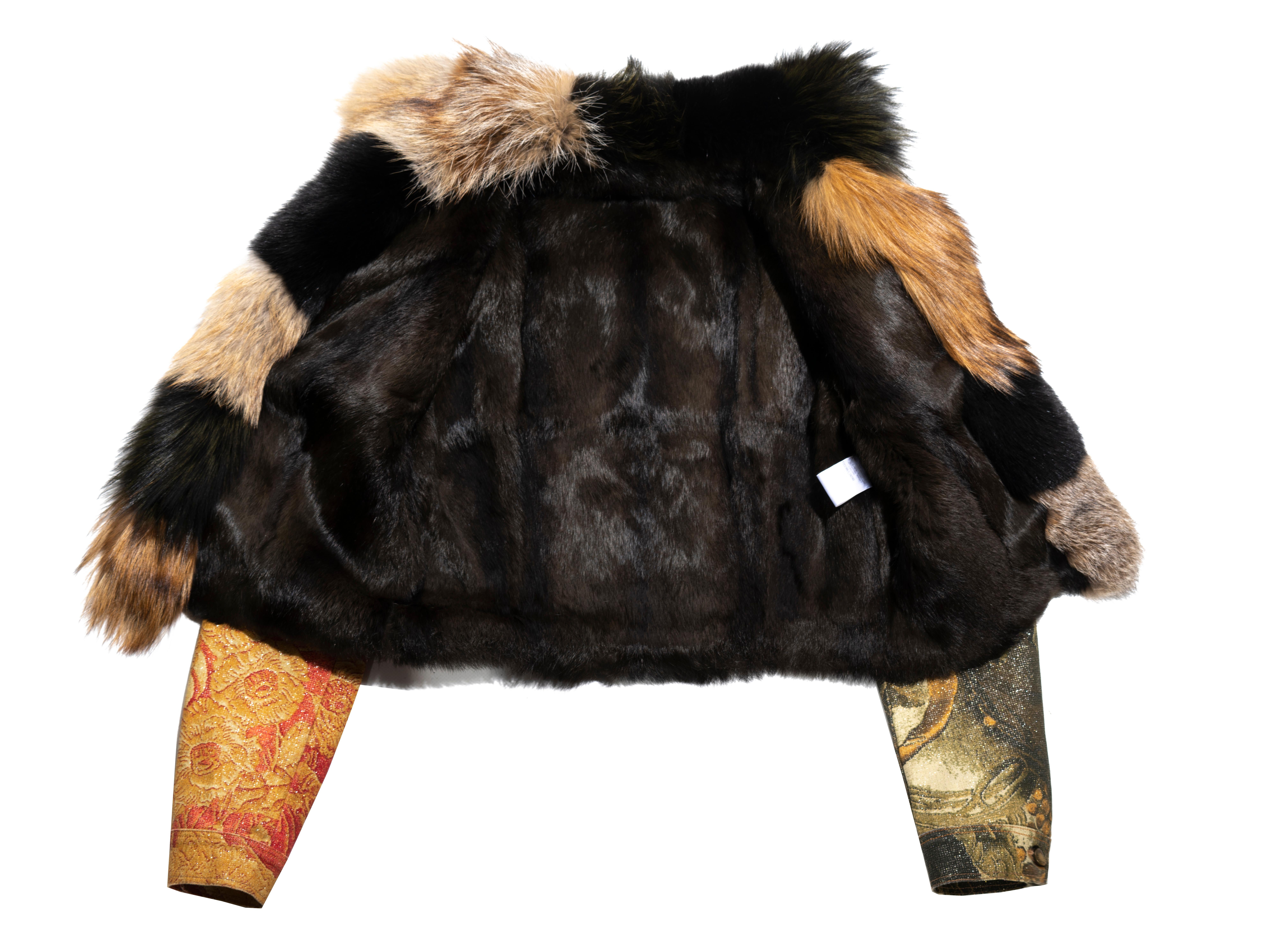 Roberto Cavalli printed denim jacket with fur, fw 2001 4