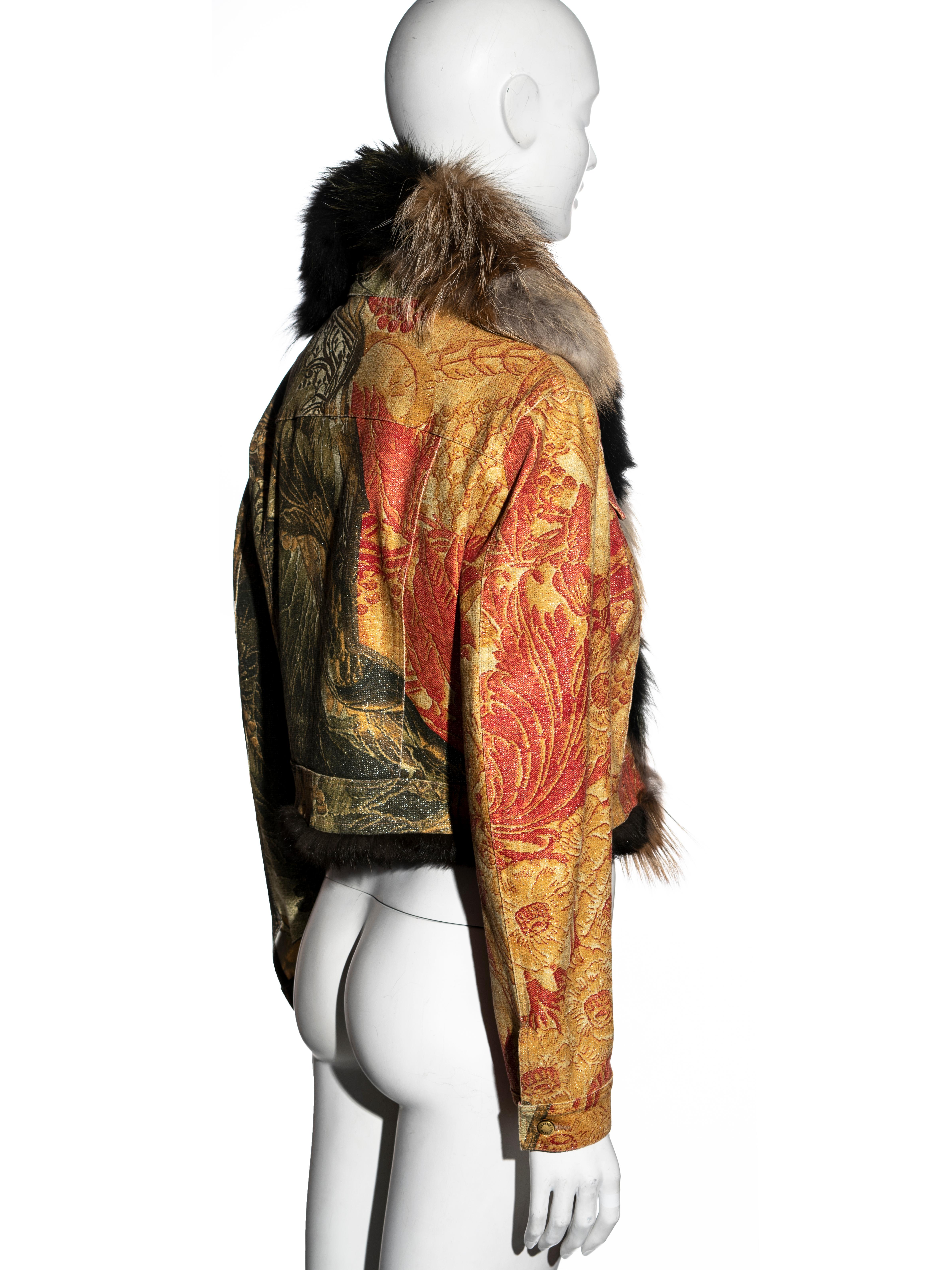 Roberto Cavalli printed denim jacket with fur, fw 2001 1