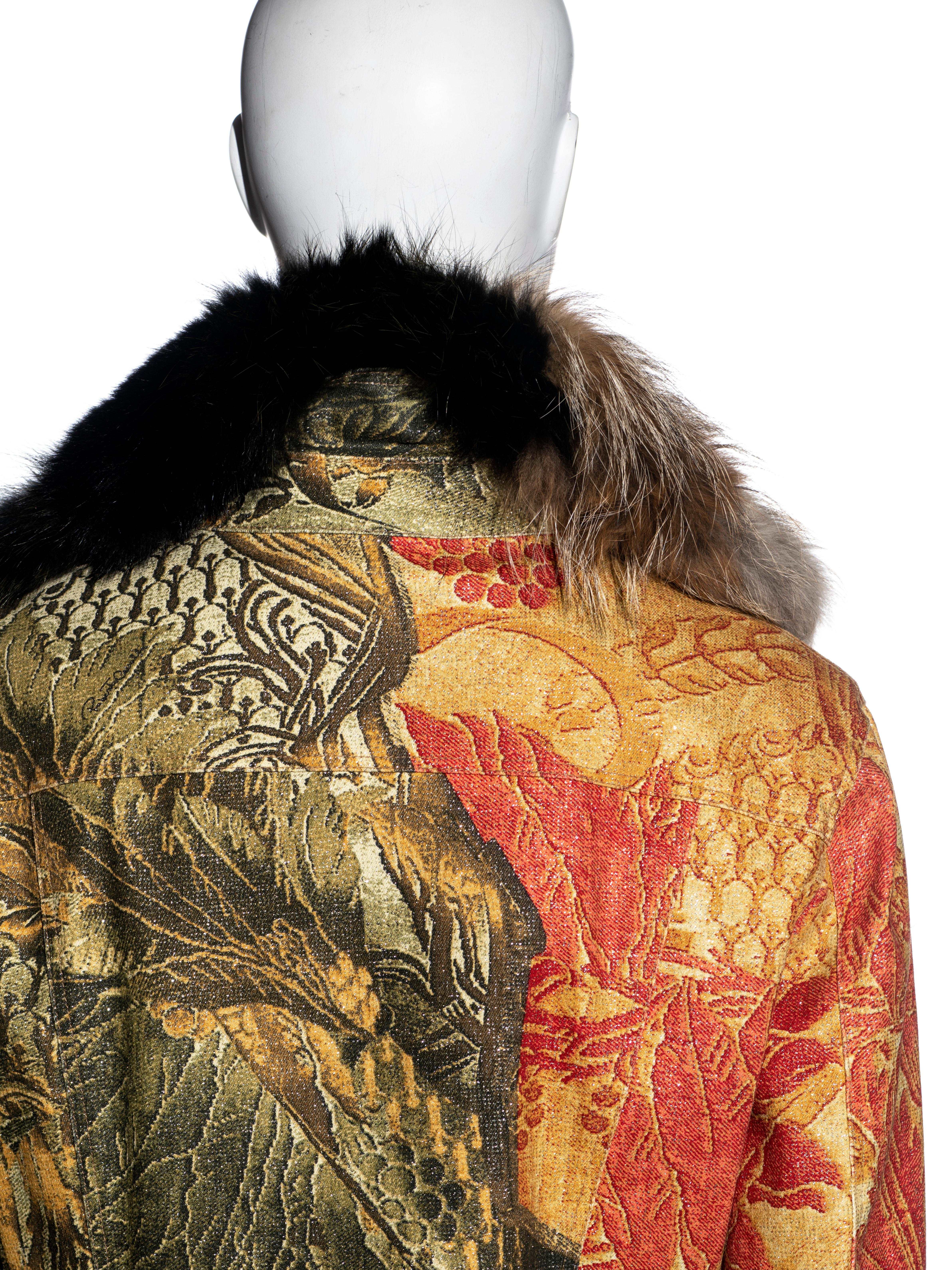 Roberto Cavalli printed denim jacket with fur, fw 2001 3