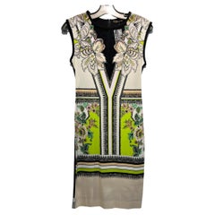 Roberto Cavalli Printed Mini Dress Flowers and Stripes Dress Size 42