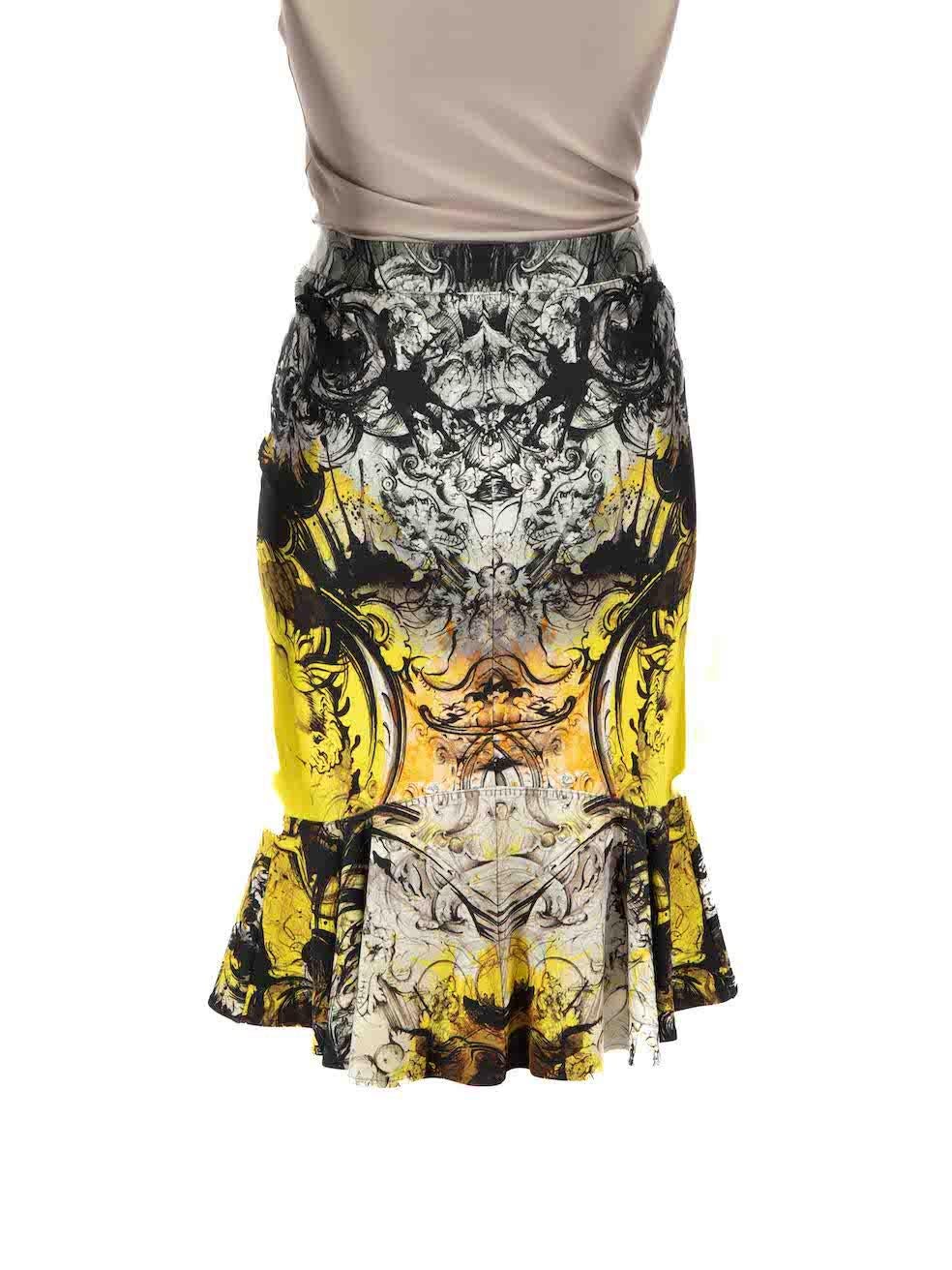 Beige Roberto Cavalli jupe évasée à motifs imprimés, taille L en vente