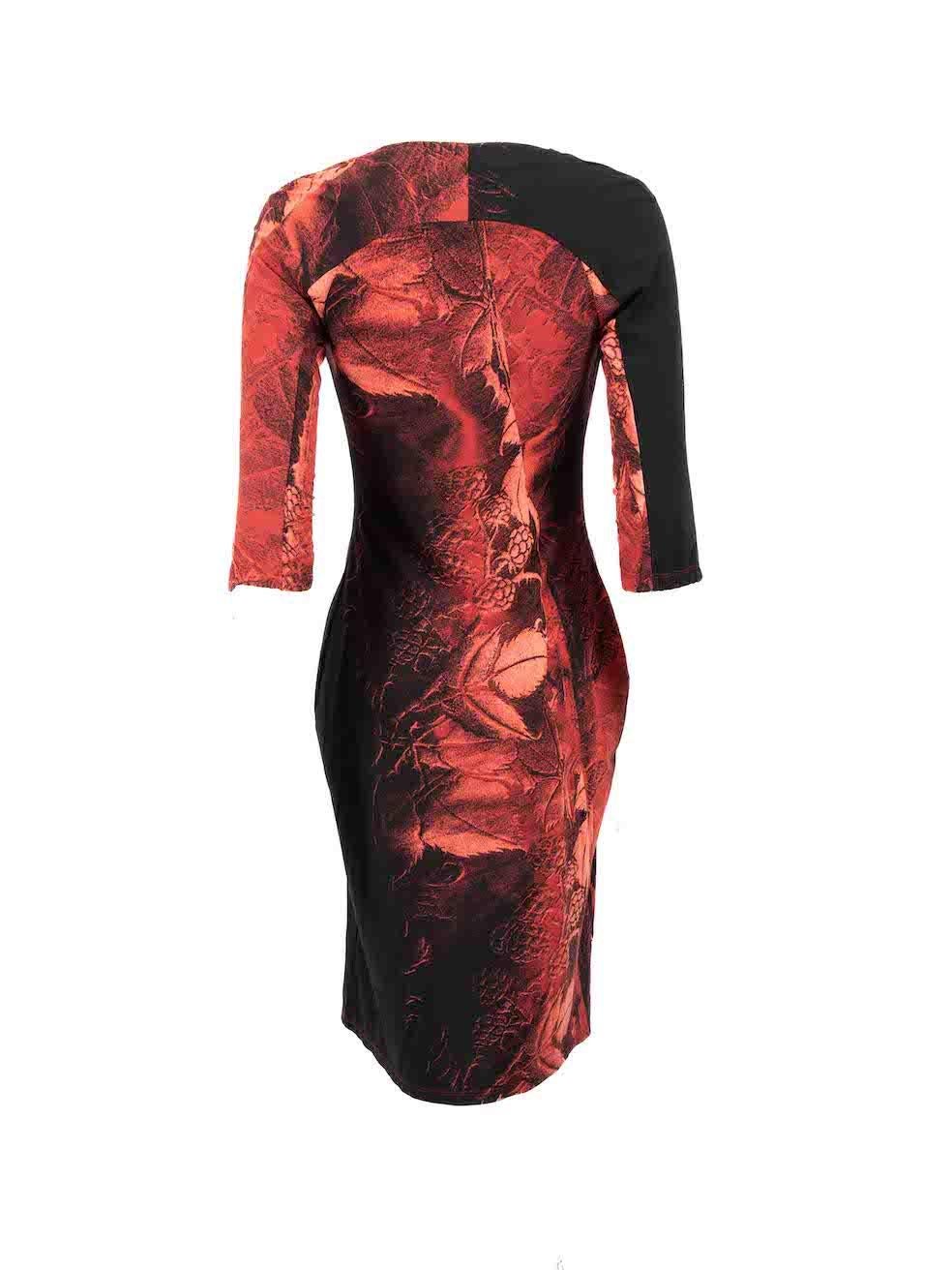 Roberto Cavalli Bedrucktes Kleid mit mittleren Ärmeln und Muster Größe S im Zustand „Hervorragend“ im Angebot in London, GB