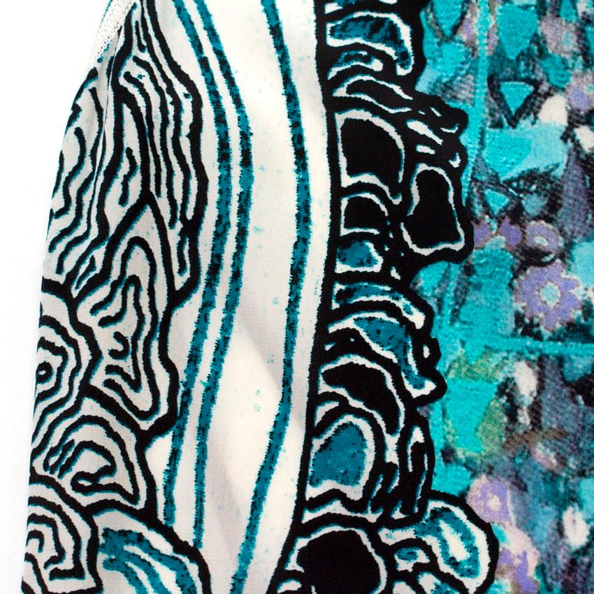 Women's Roberto Cavalli Printed Ruffle Hem Fitted Dress US 4 For Sale