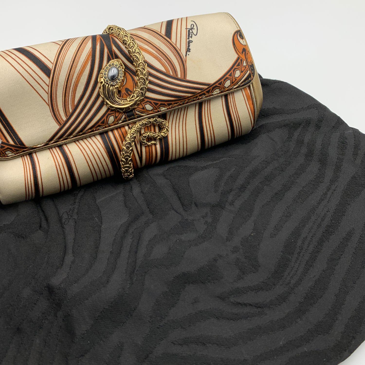 Roberto Cavalli Printed Satin Snake Roll Clutch Bag Handbag 2