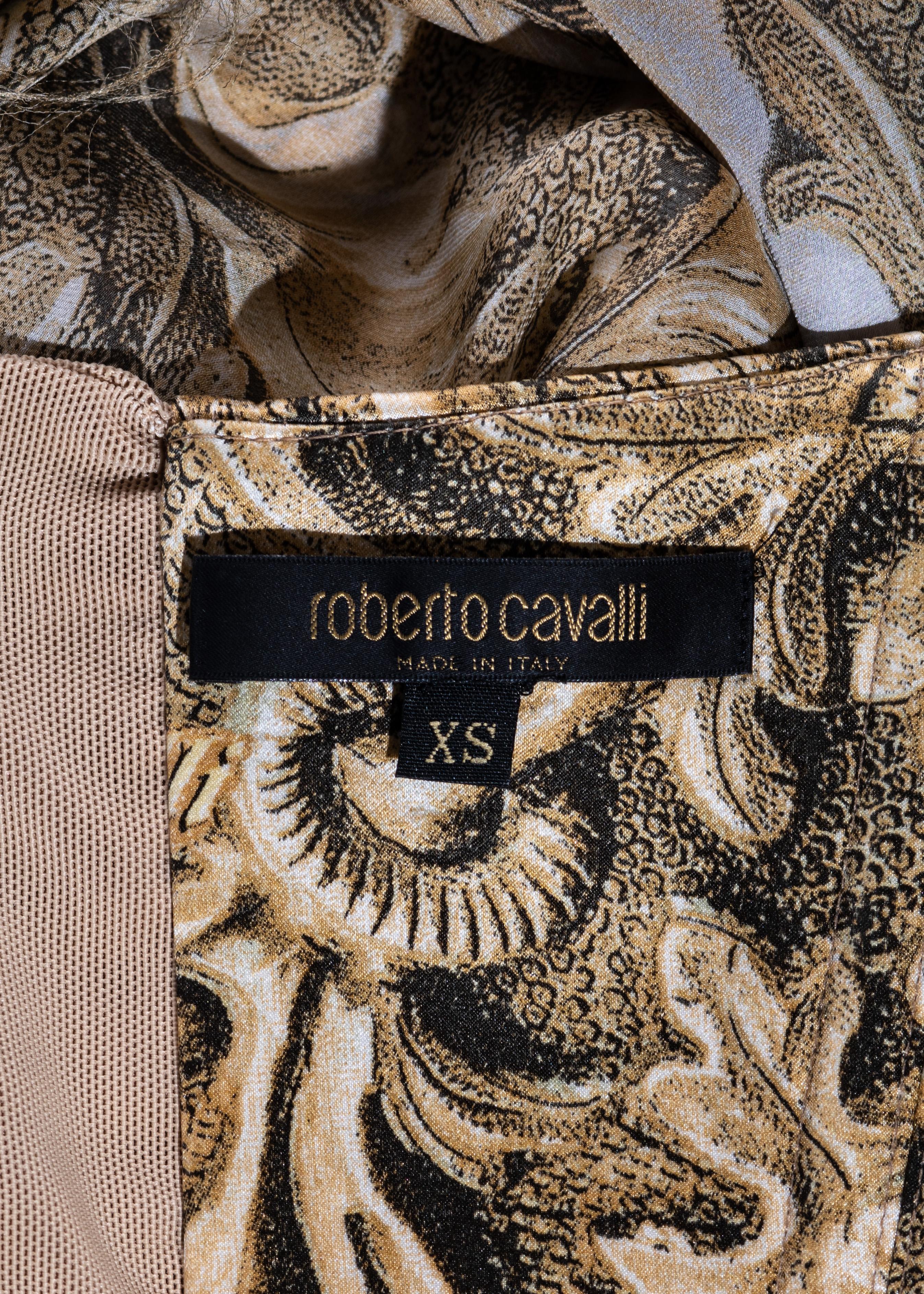 Roberto Cavalli printed silk corseted trained evening dress, fw 2001 3