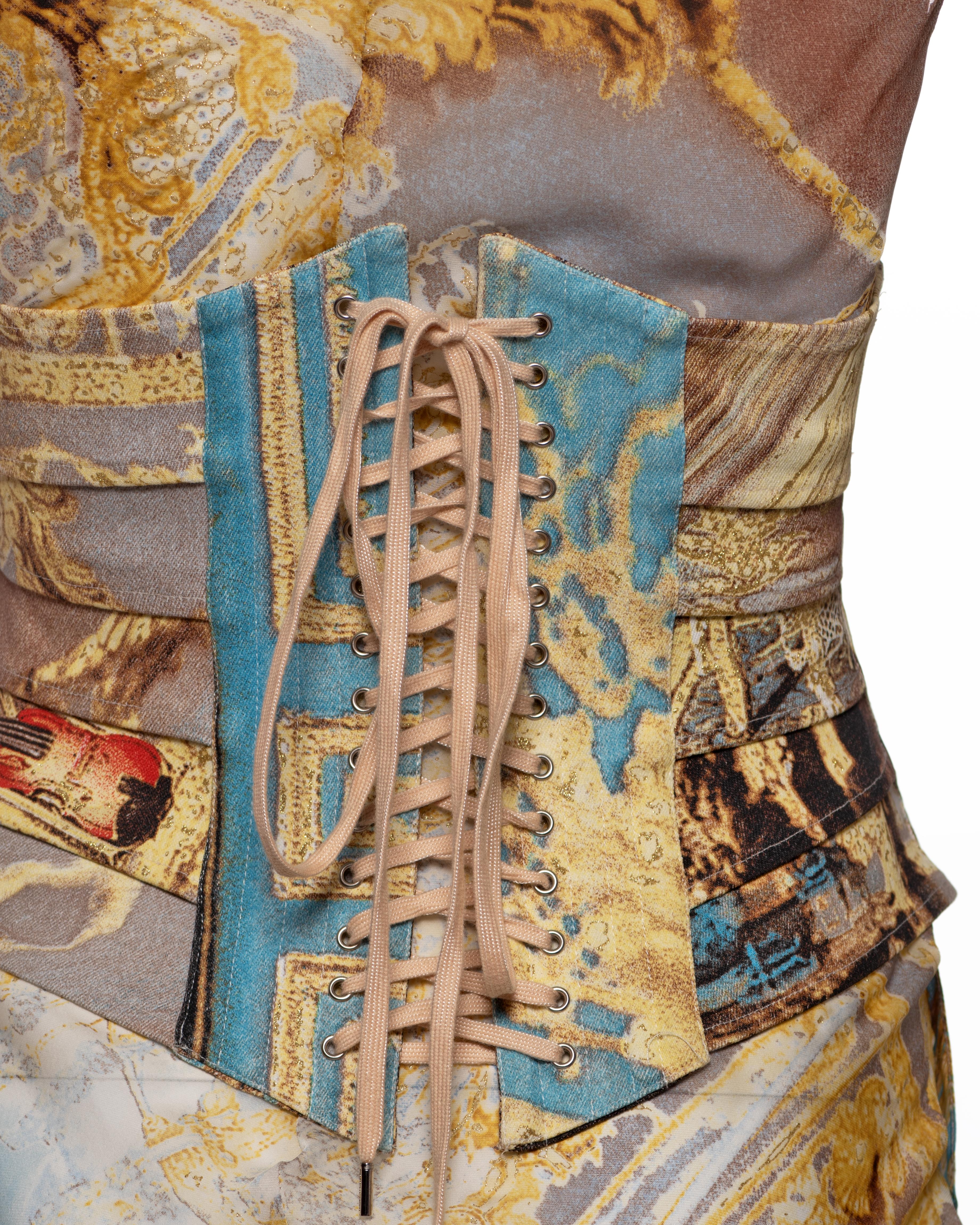 Roberto Cavalli Printed Silk Evening Dress and Corset Runway Look, SS 2003 For Sale 10