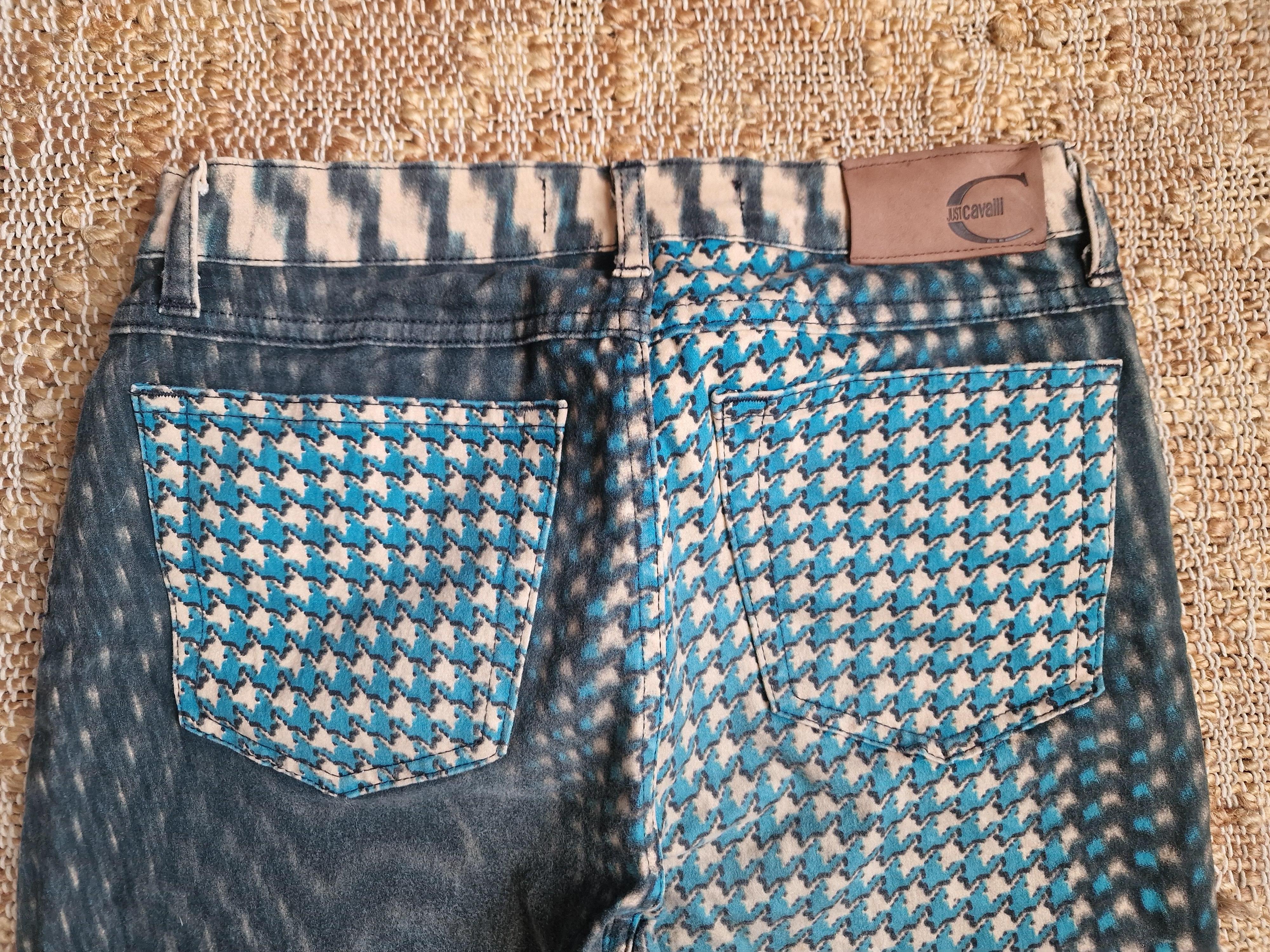 Roberto Cavalli Psychedelic Optical Illusion 90s Vintage Blue XS Small Pants For Sale 5