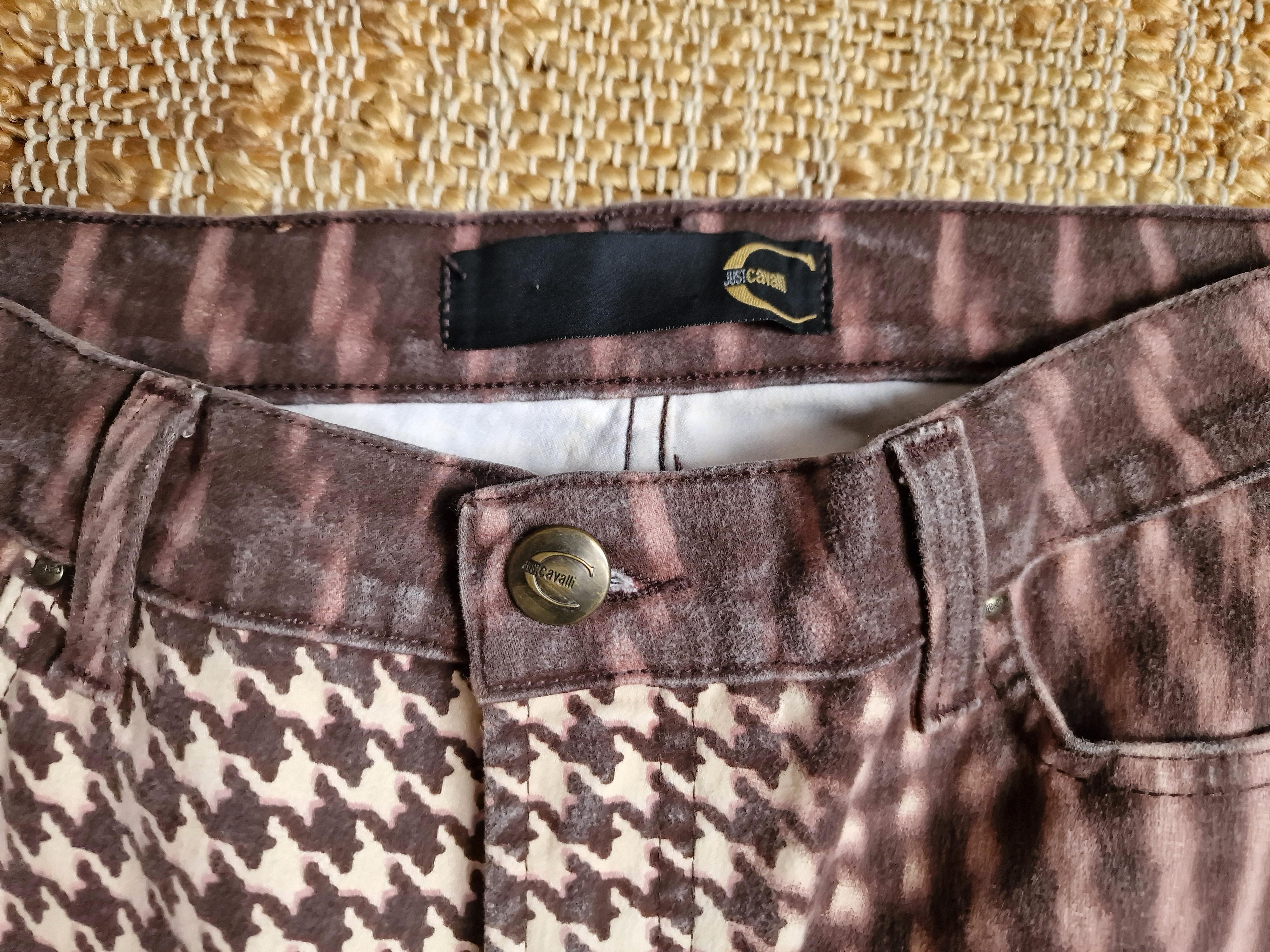 Roberto Cavalli Psychedelic Optical Illusion 90s Vintage Brown Small Pants In Excellent Condition For Sale In PARIS, FR