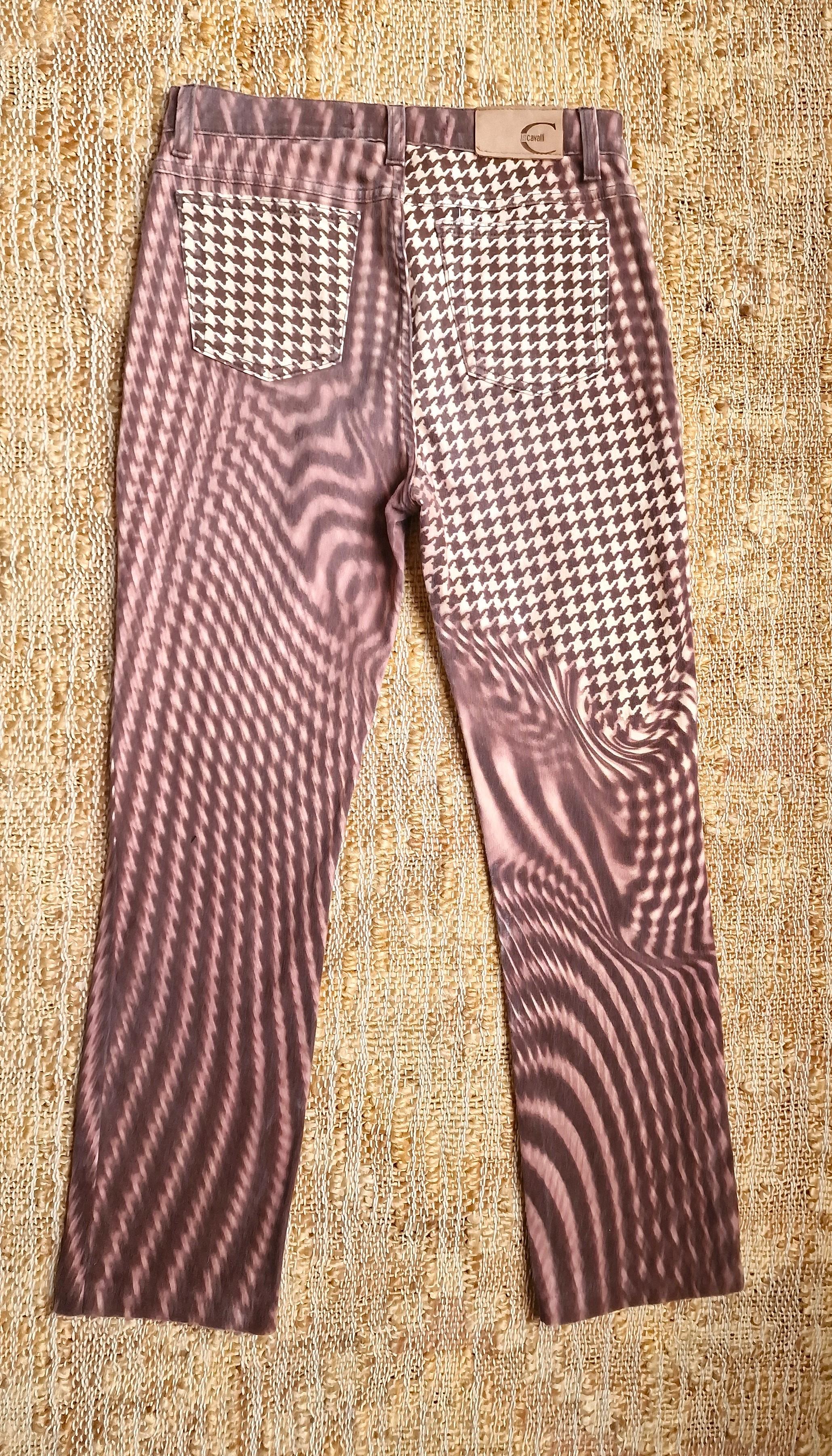 Roberto Cavalli Psychedelic Optical Illusion 90s Vintage Brown Small Pants For Sale 4