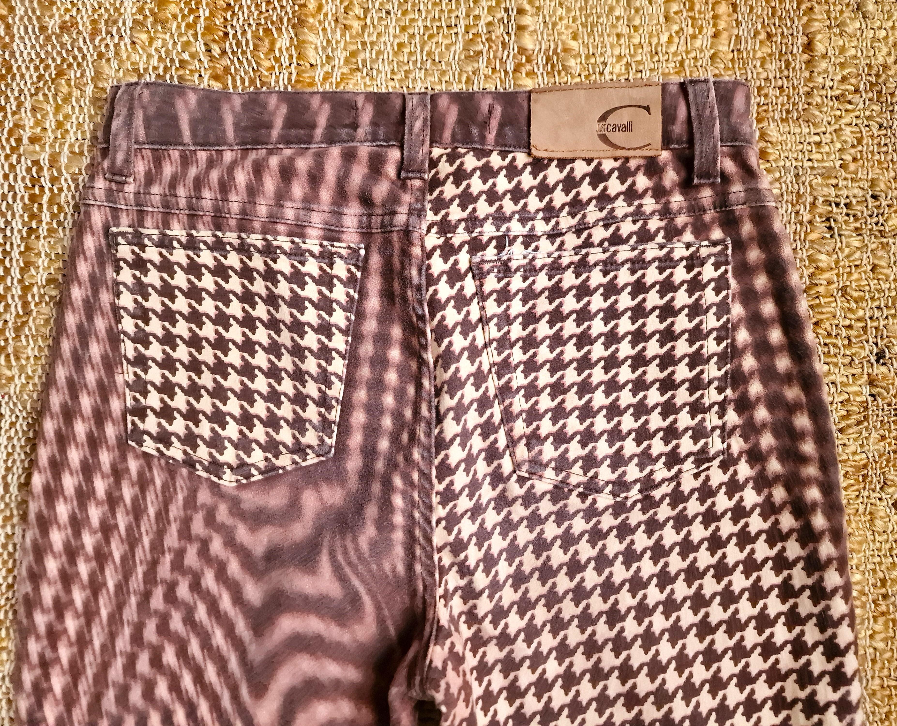 Roberto Cavalli Psychedelic Optical Illusion 90s Vintage Brown Small Pants For Sale 5