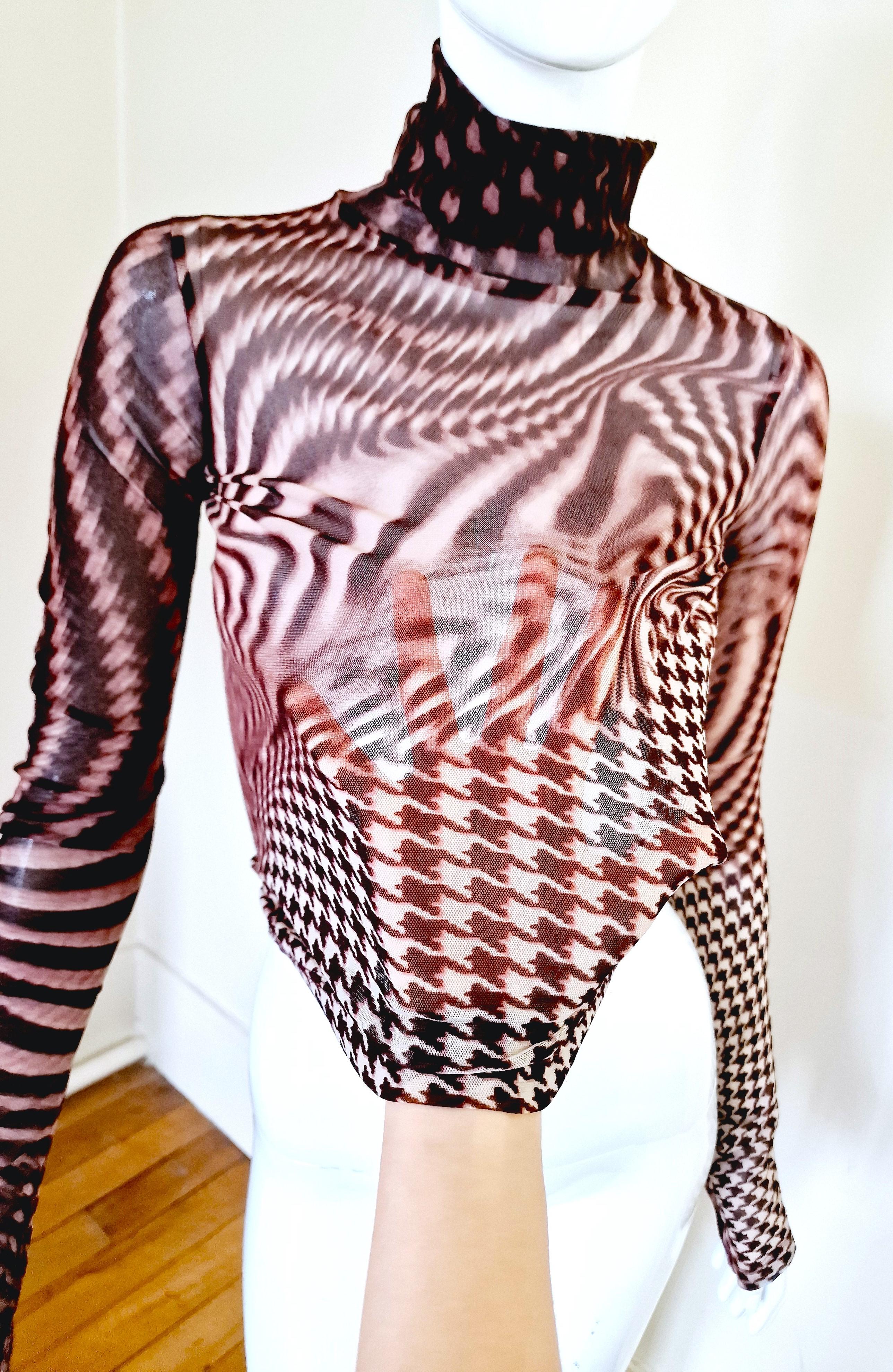 Roberto Cavalli Psychedelic Optical Illusion Sheer Mesh Transparent T-shirt Top 5