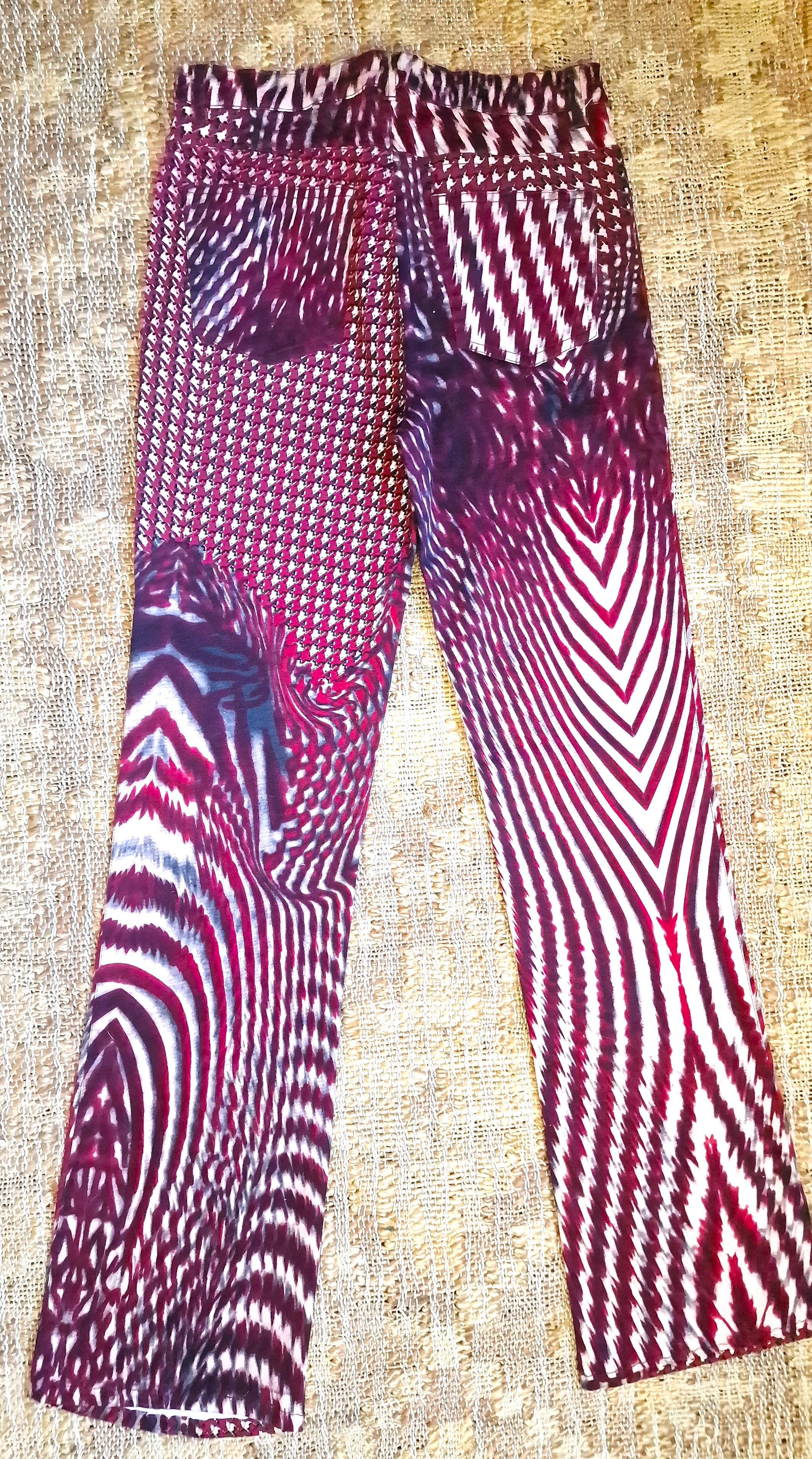 Roberto Cavalli Psychedelic Optical Illusion Vintage Medium Large Y2K Pants For Sale 5