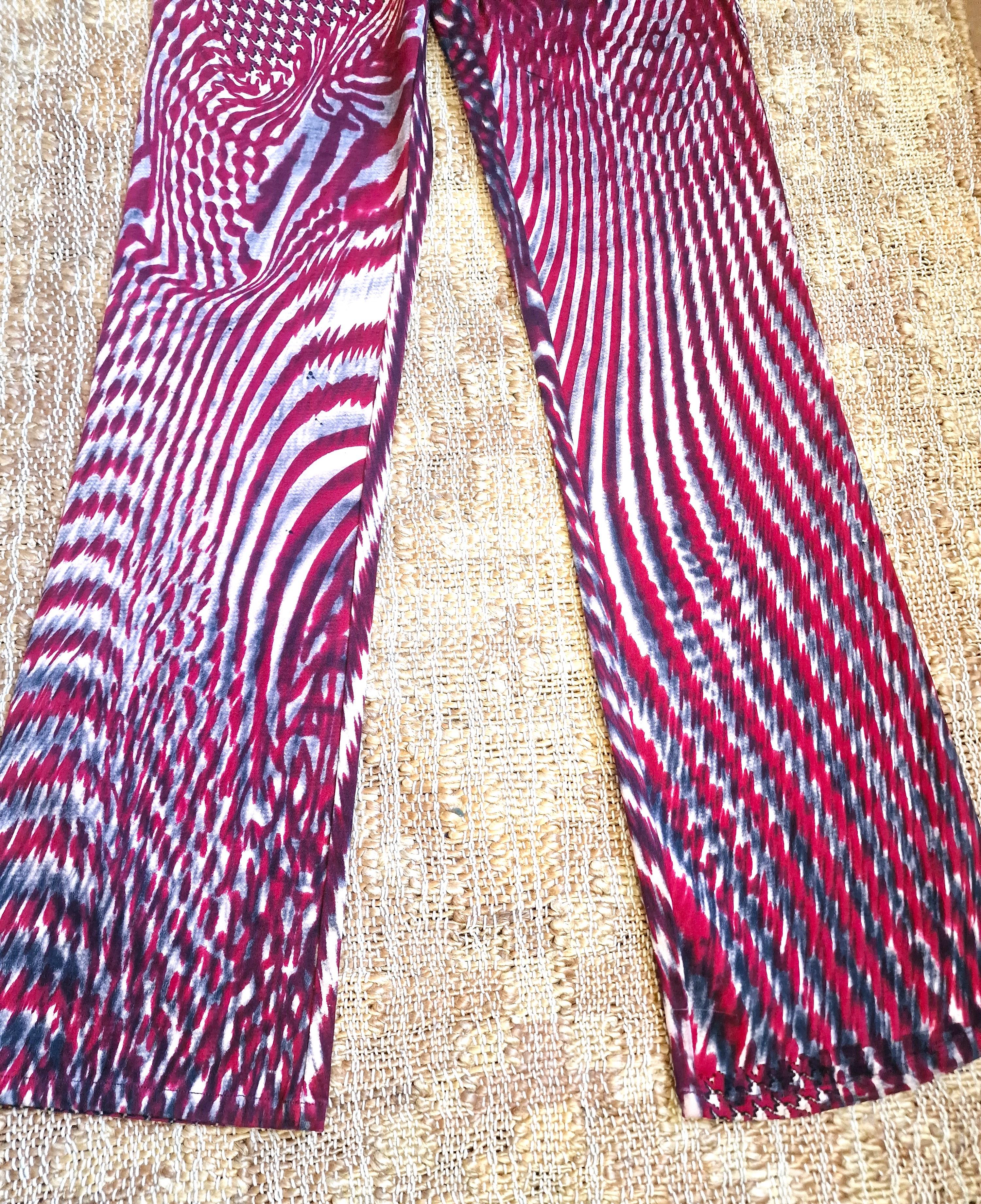 Pink Roberto Cavalli Psychedelic Optical Illusion Vintage Medium Large Y2K Pants For Sale