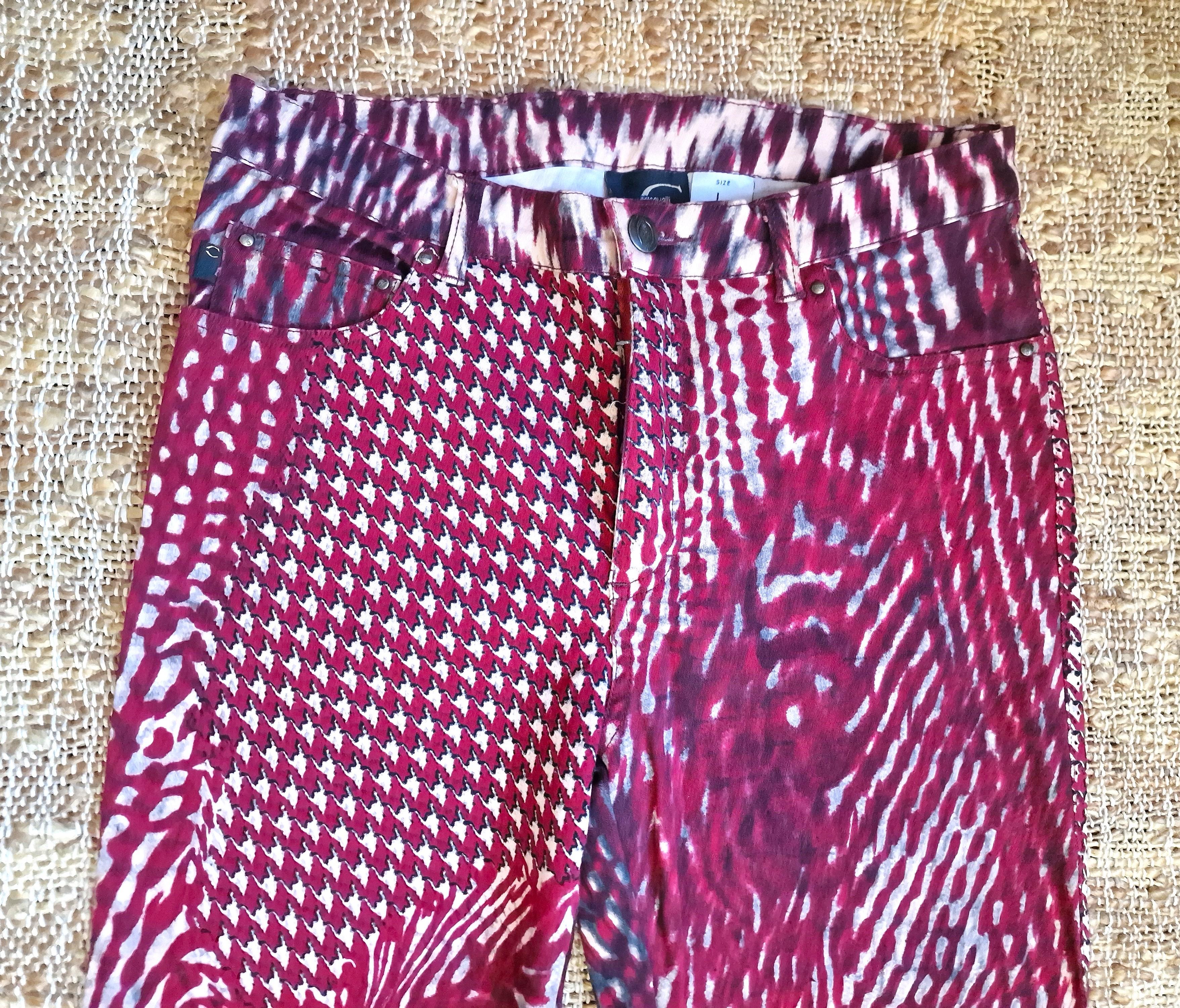 Roberto Cavalli Psychedelic Optical Illusion Vintage Medium Large Y2K Pants In Excellent Condition For Sale In PARIS, FR
