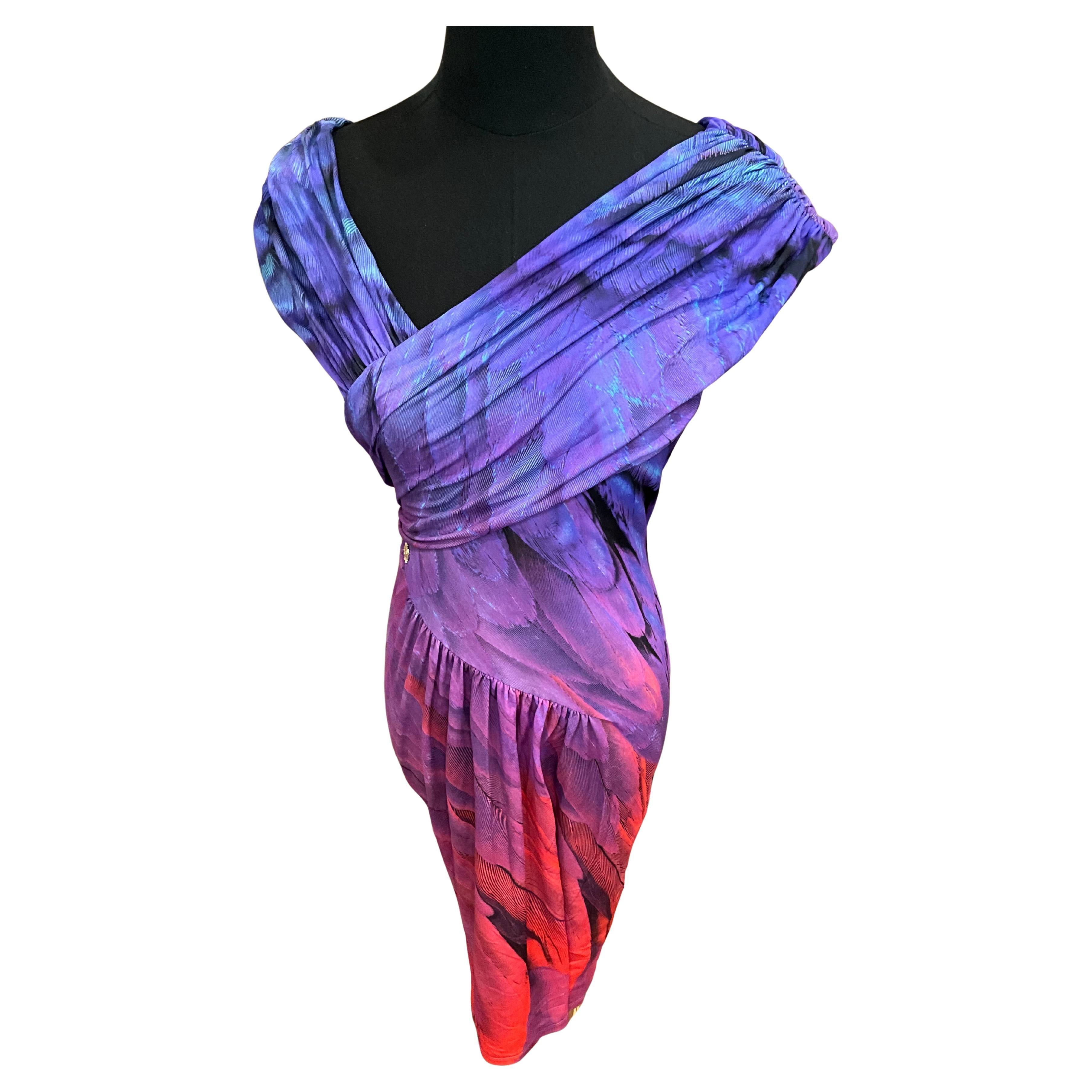 Roberto Cavalli - Robe imprimée en violet et noir