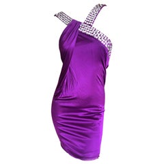 Roberto Cavalli Purple Cocktail Dress with Swarovski Crystal Accents