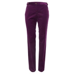 Roberto Cavalli Purple Corduroy Buttoned Straight Leg Pants M