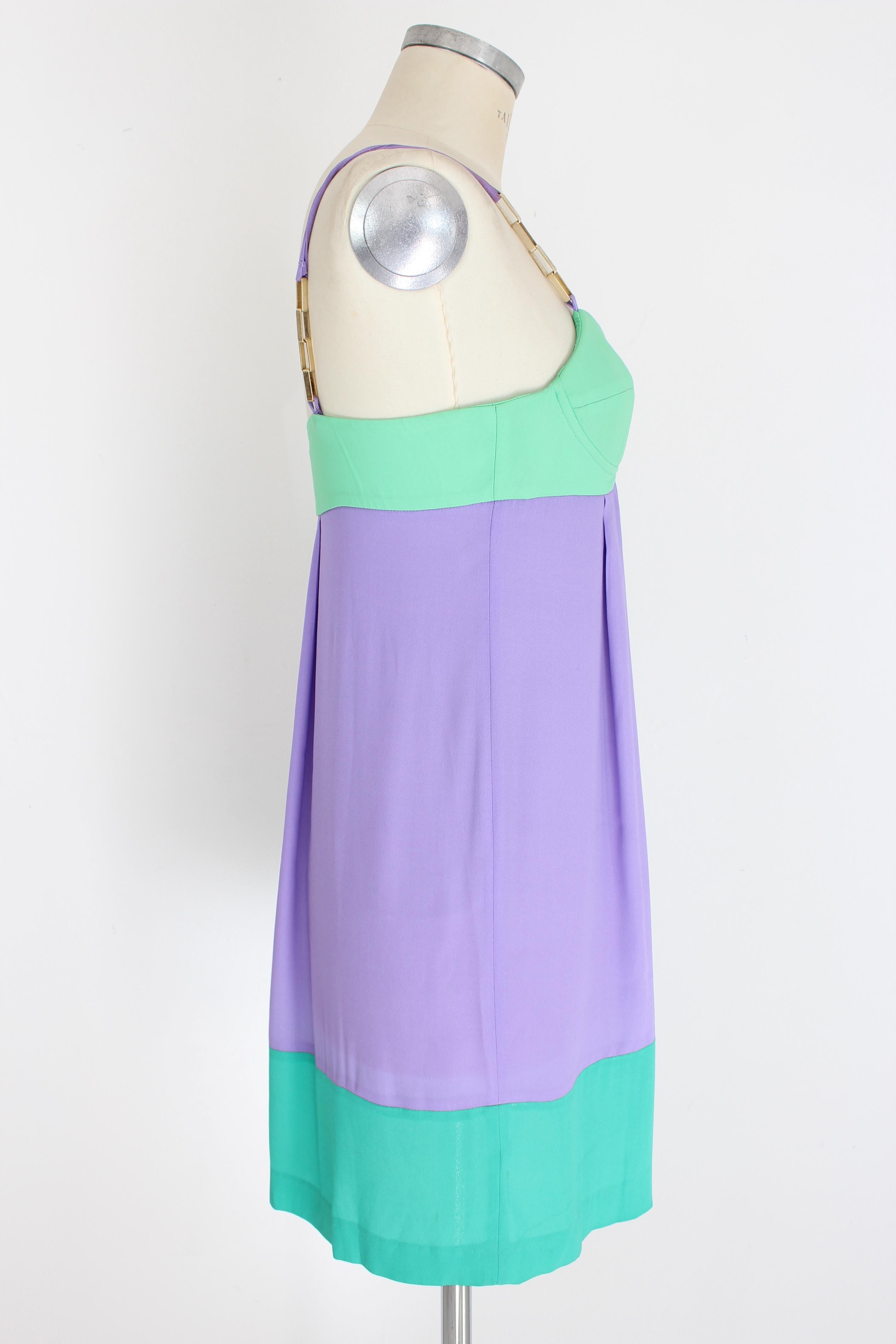 Blue Roberto Cavalli Purple Green Evening Sheath Dress For Sale