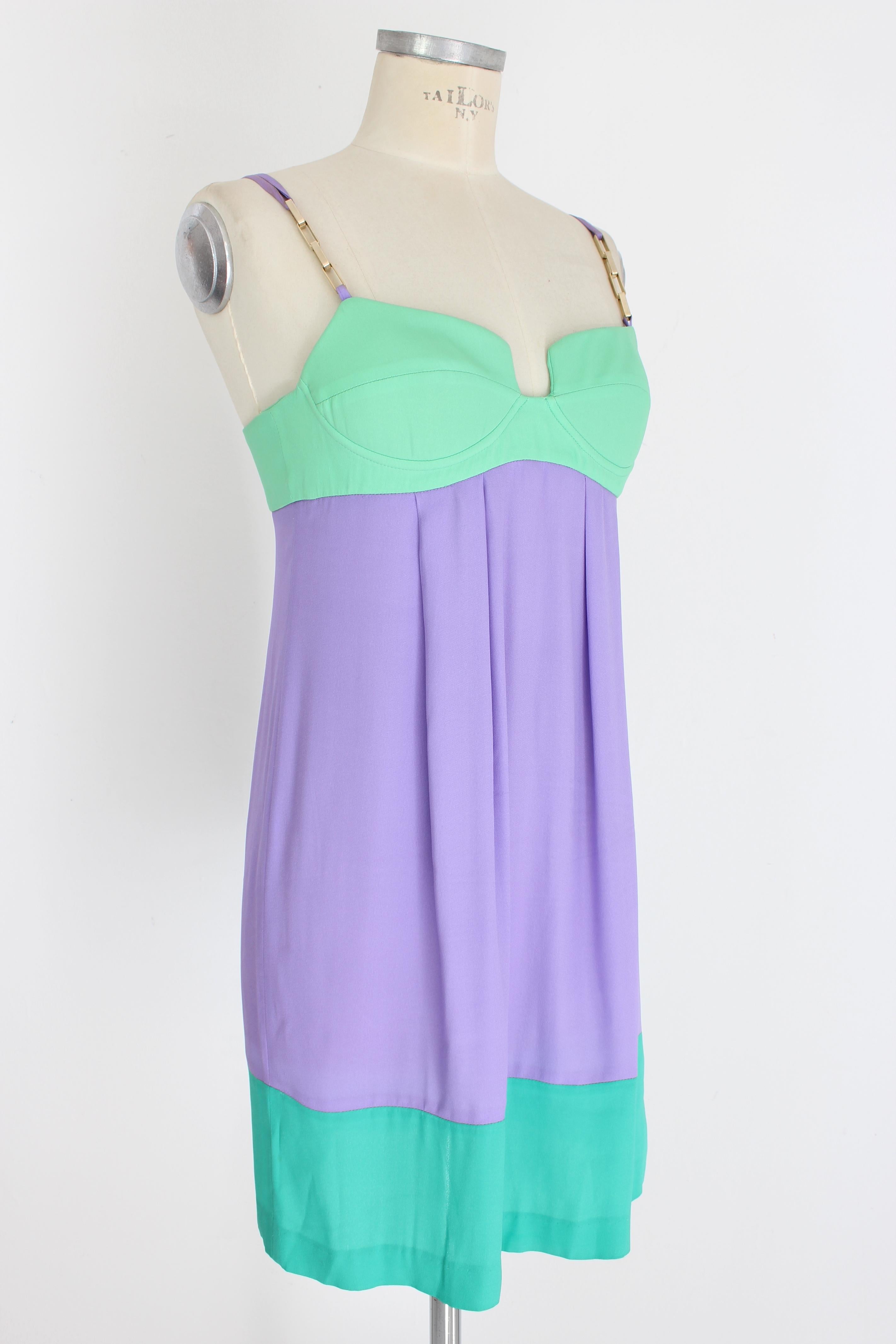 Roberto Cavalli Purple Green Evening Sheath Dress In Excellent Condition For Sale In Brindisi, Bt