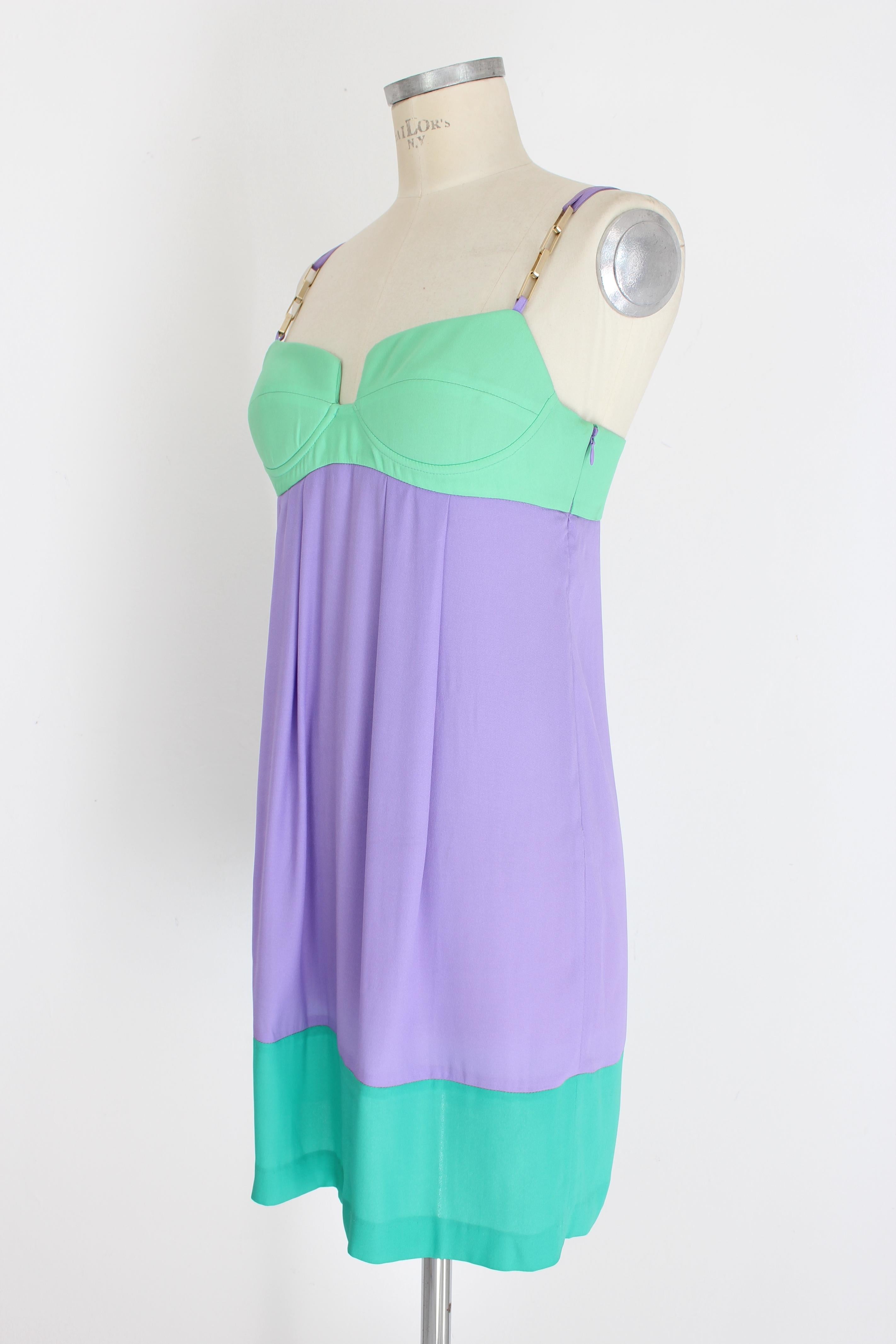 Women's Roberto Cavalli Purple Green Evening Sheath Dress For Sale
