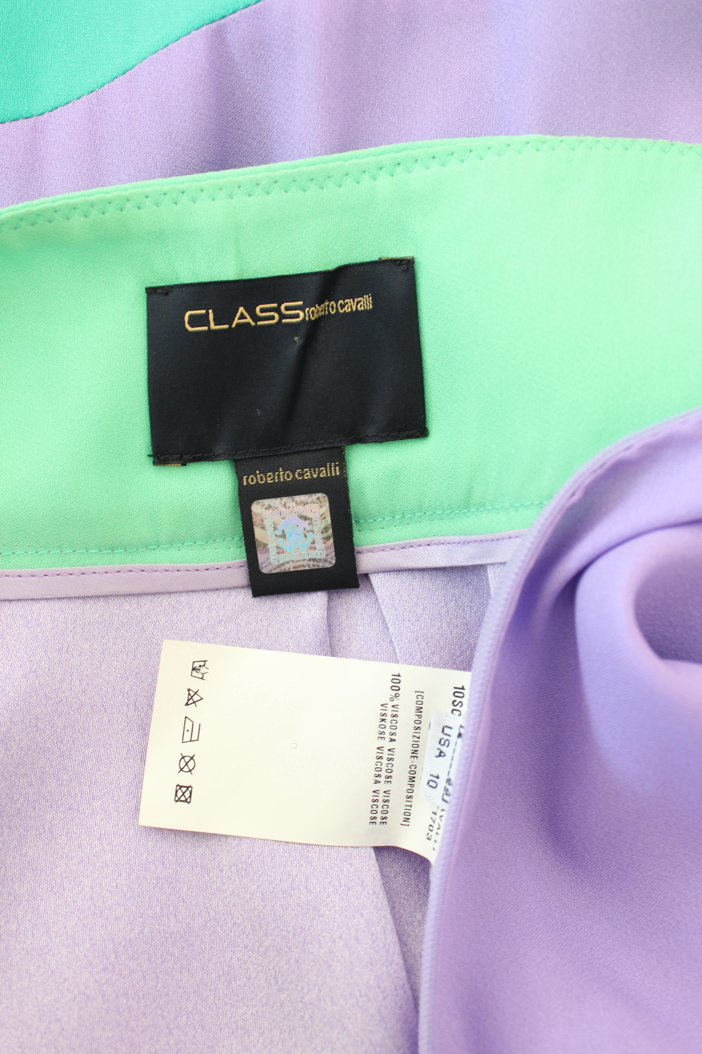 Roberto Cavalli Purple Green Evening Sheath Dress For Sale 2