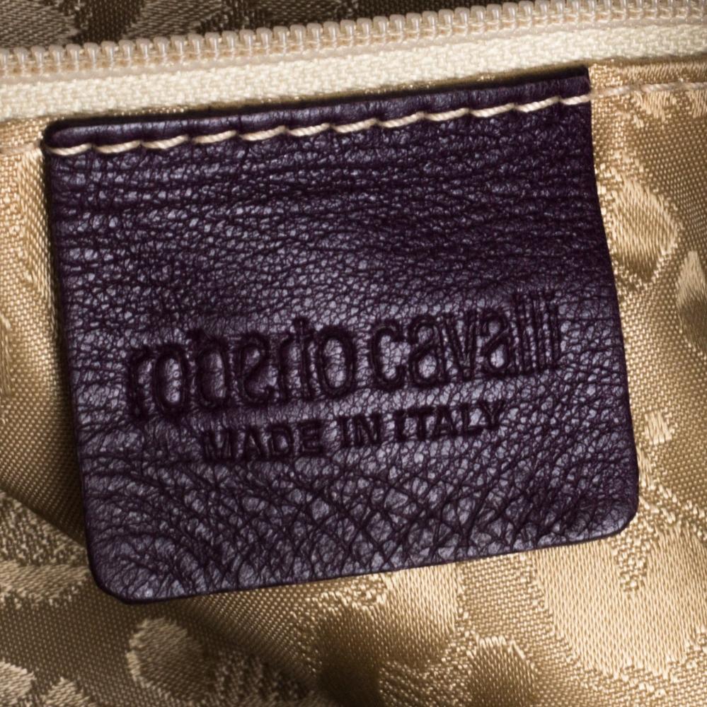 Roberto Cavalli Purple Leather Studded Fringe Hobo 2