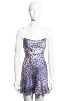 Roberto Cavalli purple leopard print silk mini dress, ss 1999