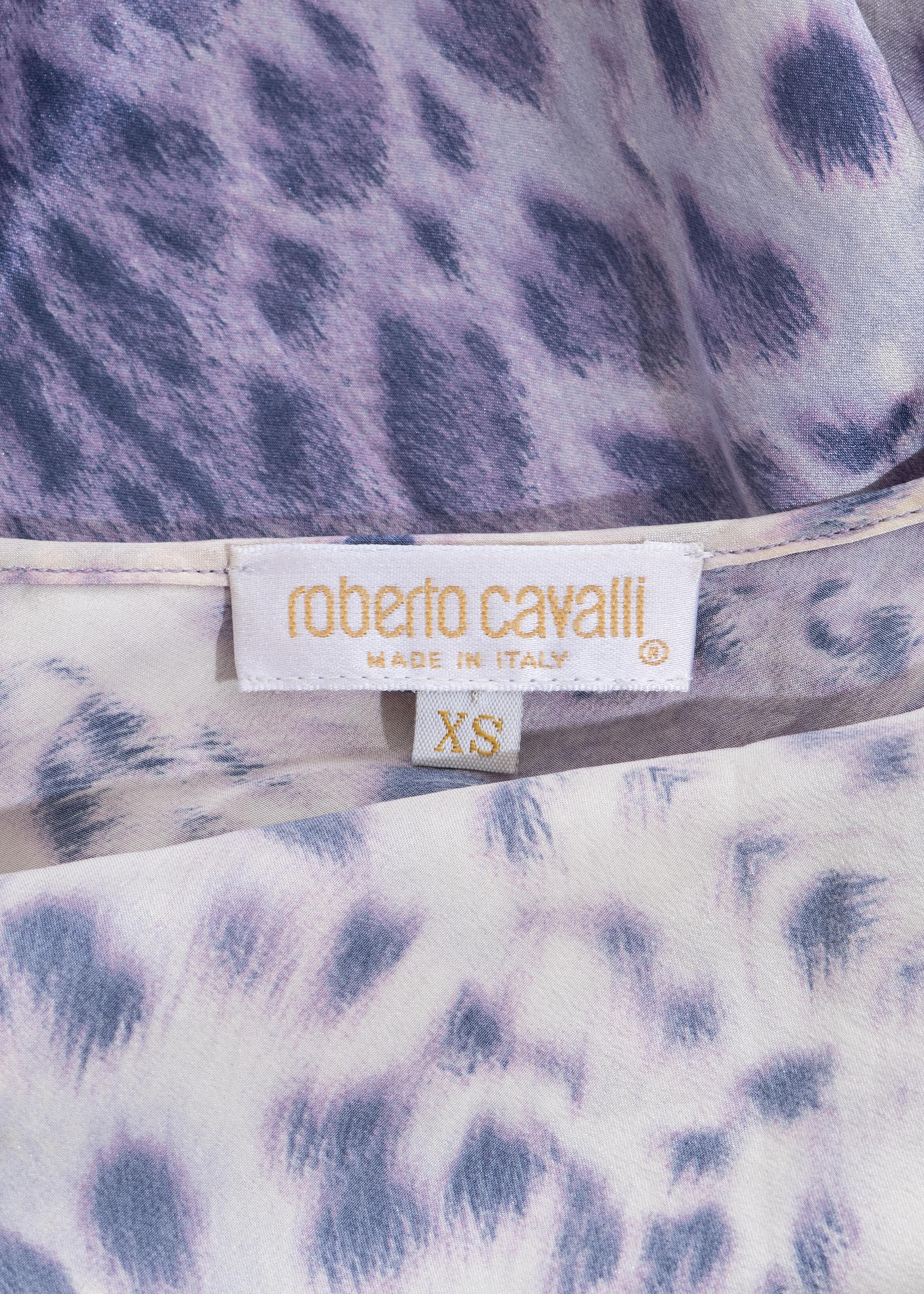 Roberto Cavalli purple leopard print silk mini dress, ss 1999 In Excellent Condition In London, GB