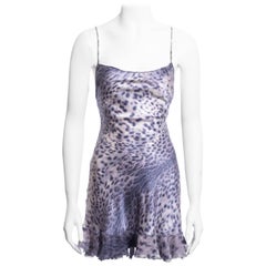 Roberto Cavalli purple leopard print silk mini dress, ss 1999