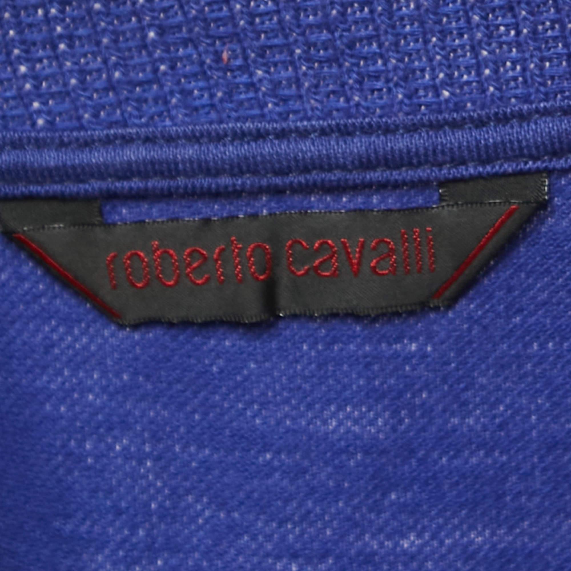 Men's Roberto Cavalli Purple Logo Embroidered Cotton Polo T-Shirt XXXL For Sale