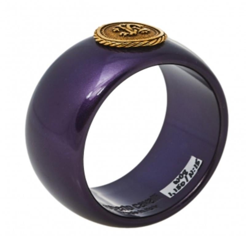 Women's Roberto Cavalli Purple Medallion Wide Bangle Bracelet For Sale
