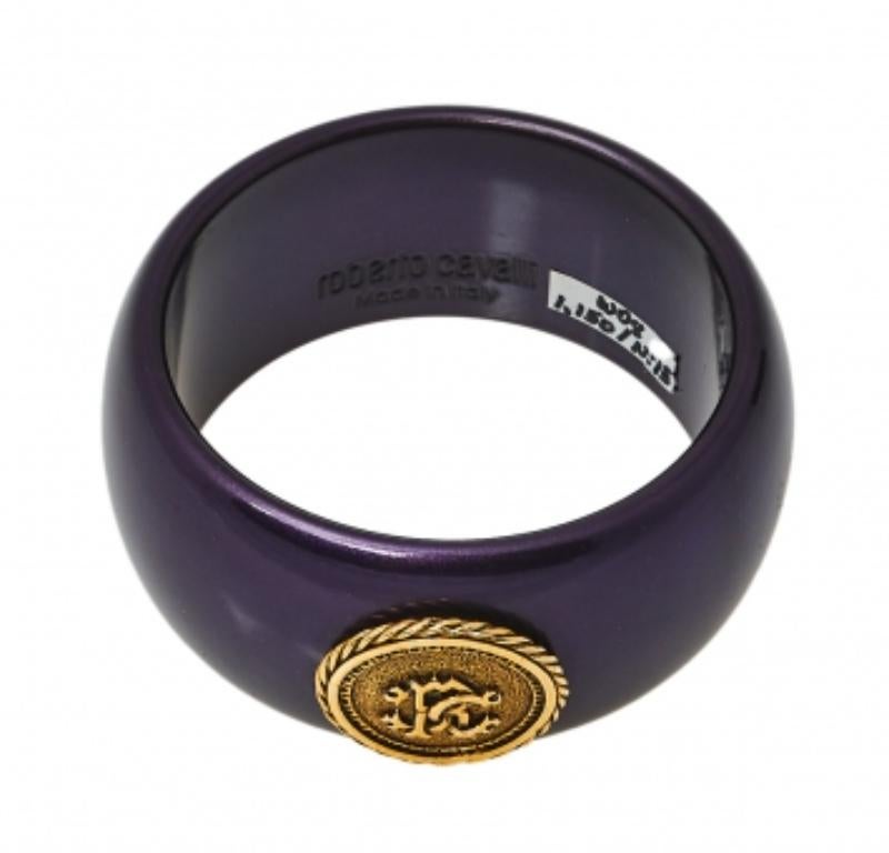 Roberto Cavalli Purple Medallion Wide Bangle Bracelet For Sale 2