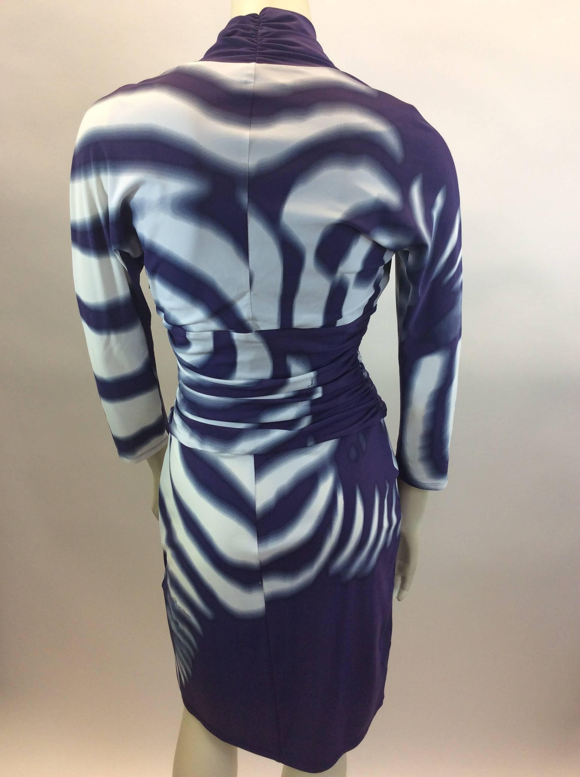 Gray Roberto Cavalli Purple Print Dress For Sale