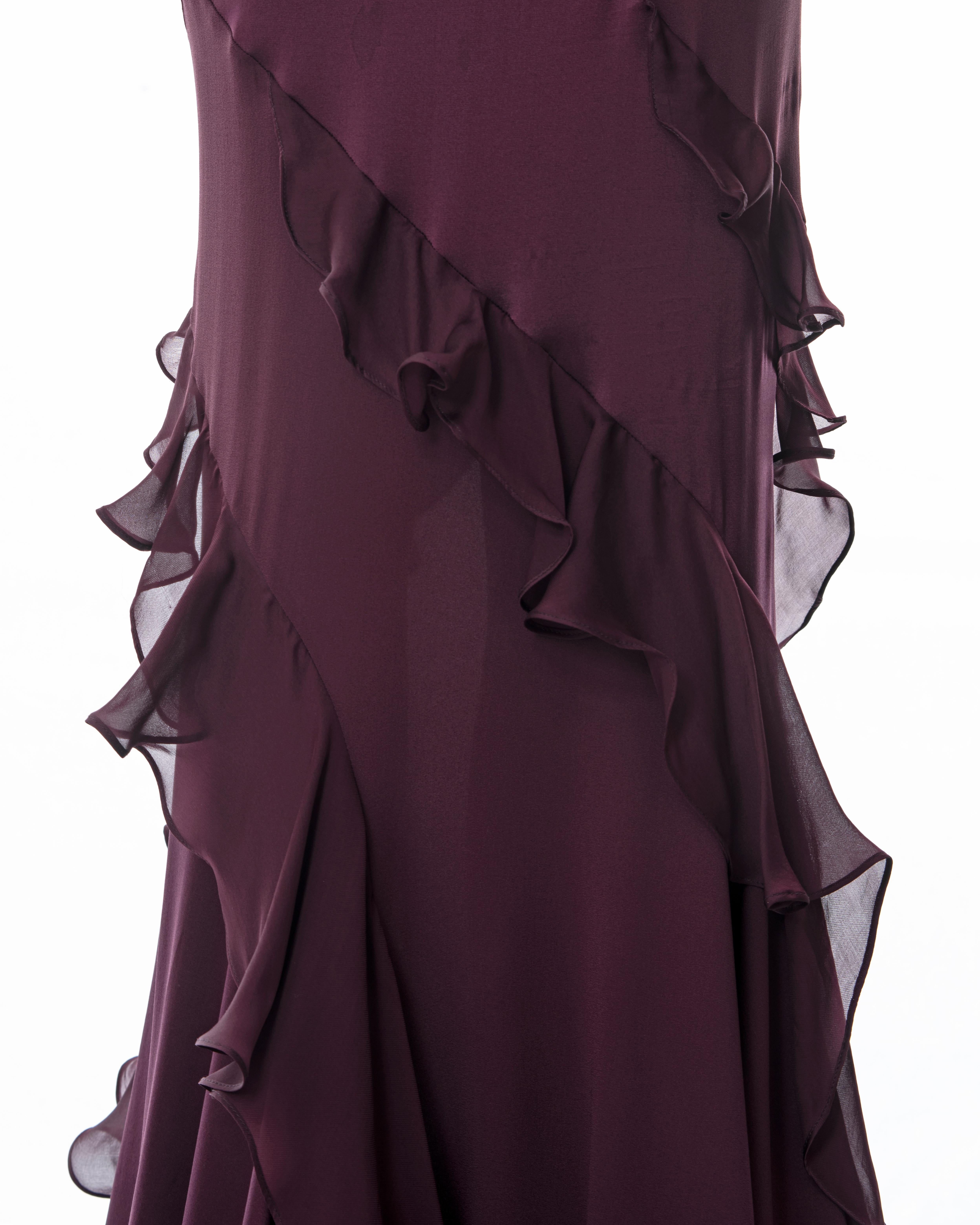 Roberto Cavalli purple silk bias cut evening dress with train, fw 2004 5