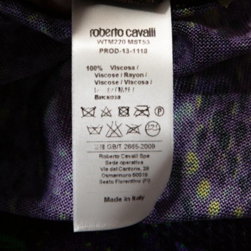 Roberto Cavalli Top kaftan ceinturé en tricot imprimé serpent violet M en vente 1