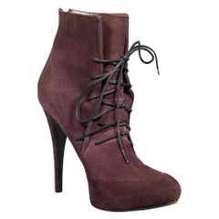 Roberto Cavalli - Bottines à lacets en daim violet, taille IT 39