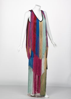 Roberto Cavalli Rainbow Fringe Maxi Dress, Resort 2017