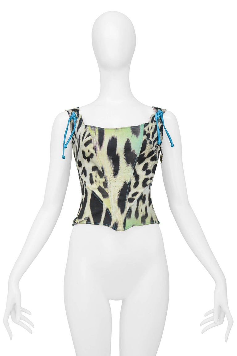 Roberto Cavalli Purple Leopard Print Corset Top
