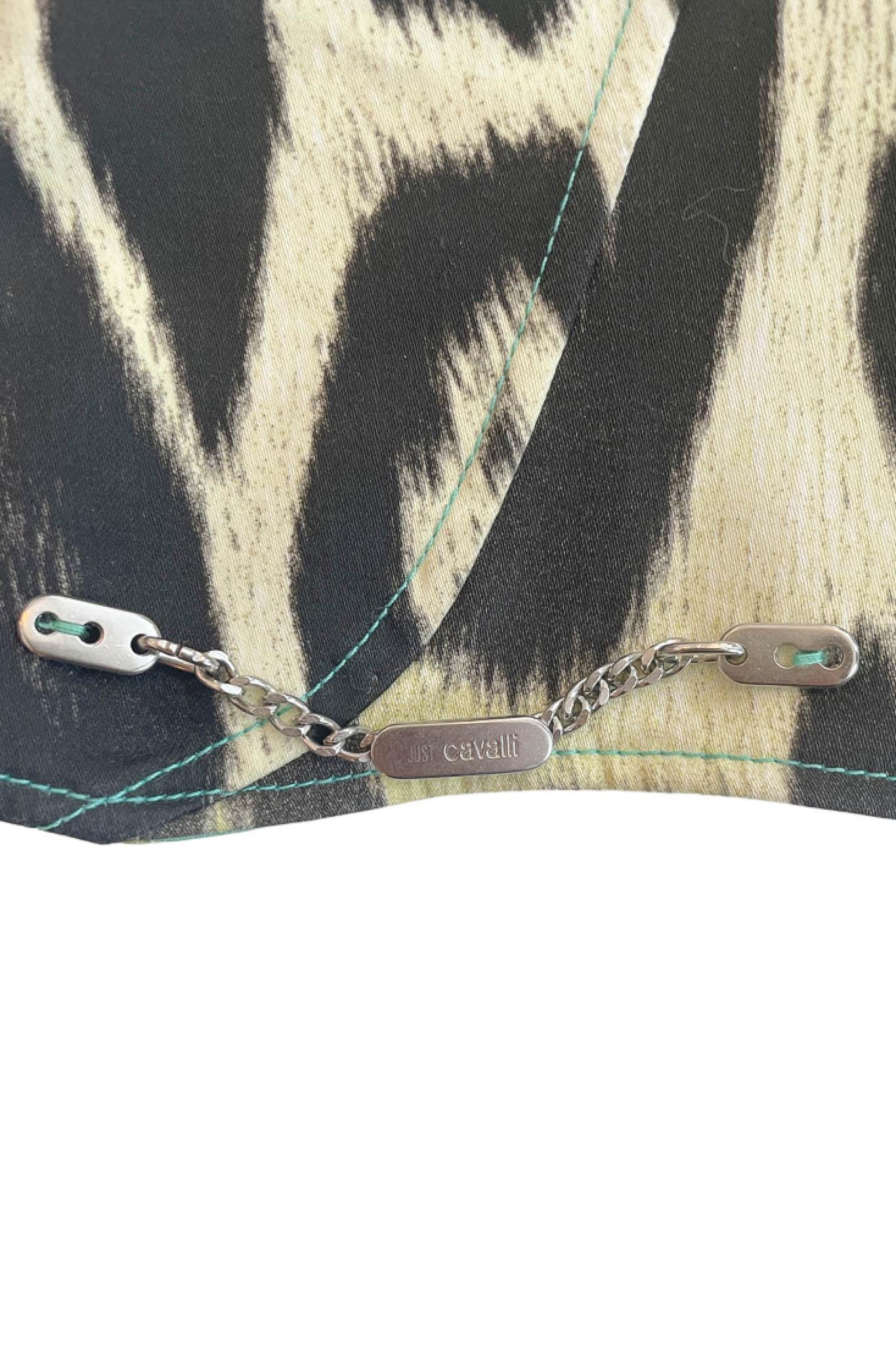 Roberto Cavalli Rainbow Leopard Print Corset Top In Excellent Condition In Los Angeles, CA