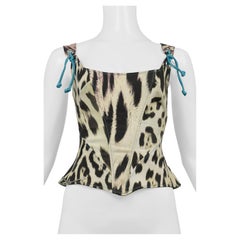 Roberto Cavalli Top corsé con estampado de leopardo arco iris