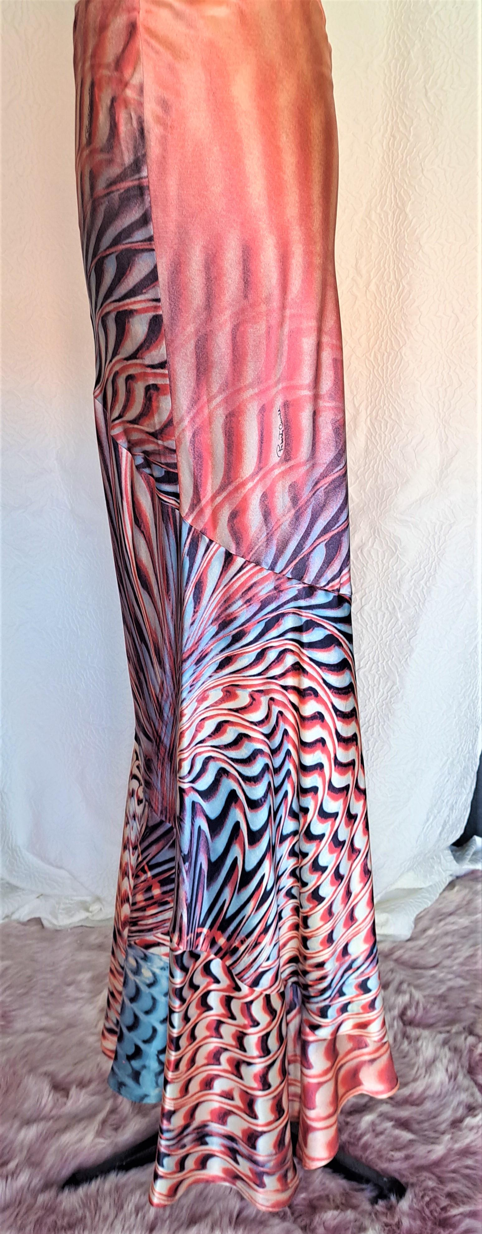 Roberto Cavalli Rare Long Skirt Psychedelic Print Runway 2001 In Excellent Condition In 'S-HERTOGENBOSCH, NL