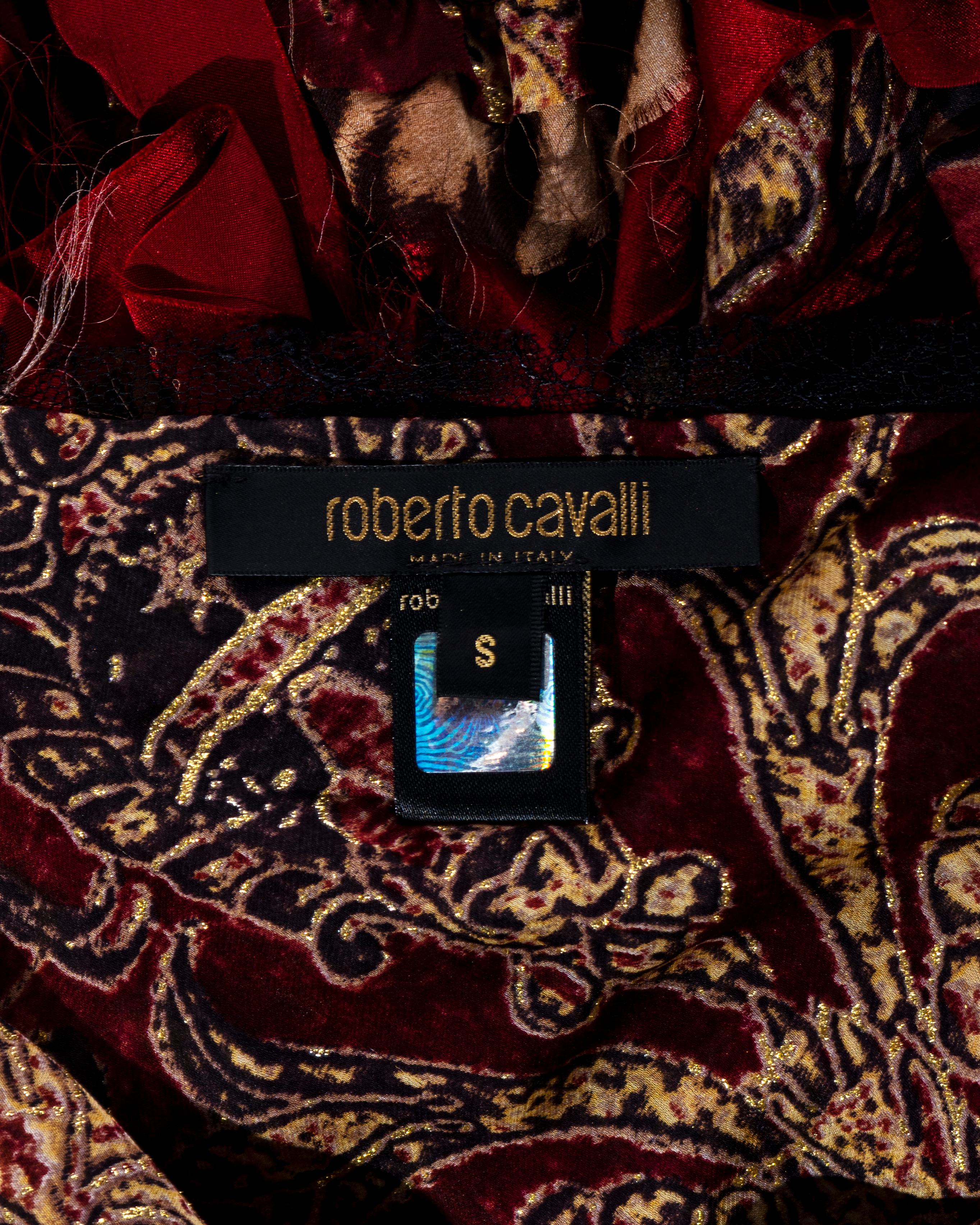 Roberto Cavalli - Robe de soirée en soie imprimée de brocart rouge et or, automne-hiver 2004 en vente 4