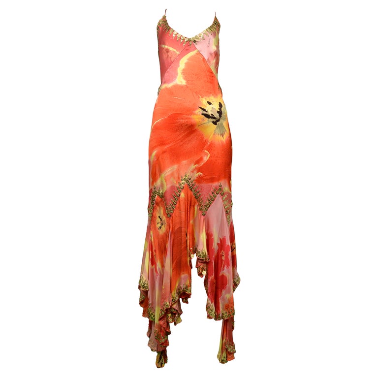 Roberto Cavalli Red And Pink Slip Dress With Gold Paillettes at 1stDibs |  roberto cavalli slip dress, pink slip on dress,
