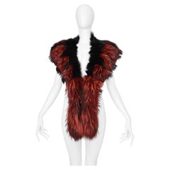 Roberto Cavalli Red & Black Fox Fur Shawl 2000